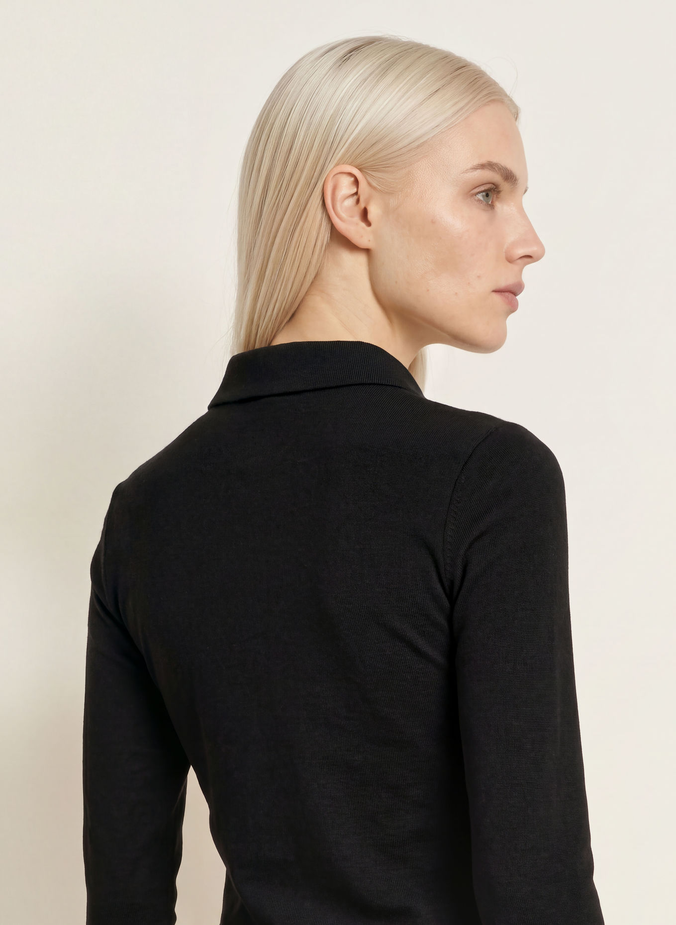 efixelle Jersey polo shirt with rhinestones: BLACK