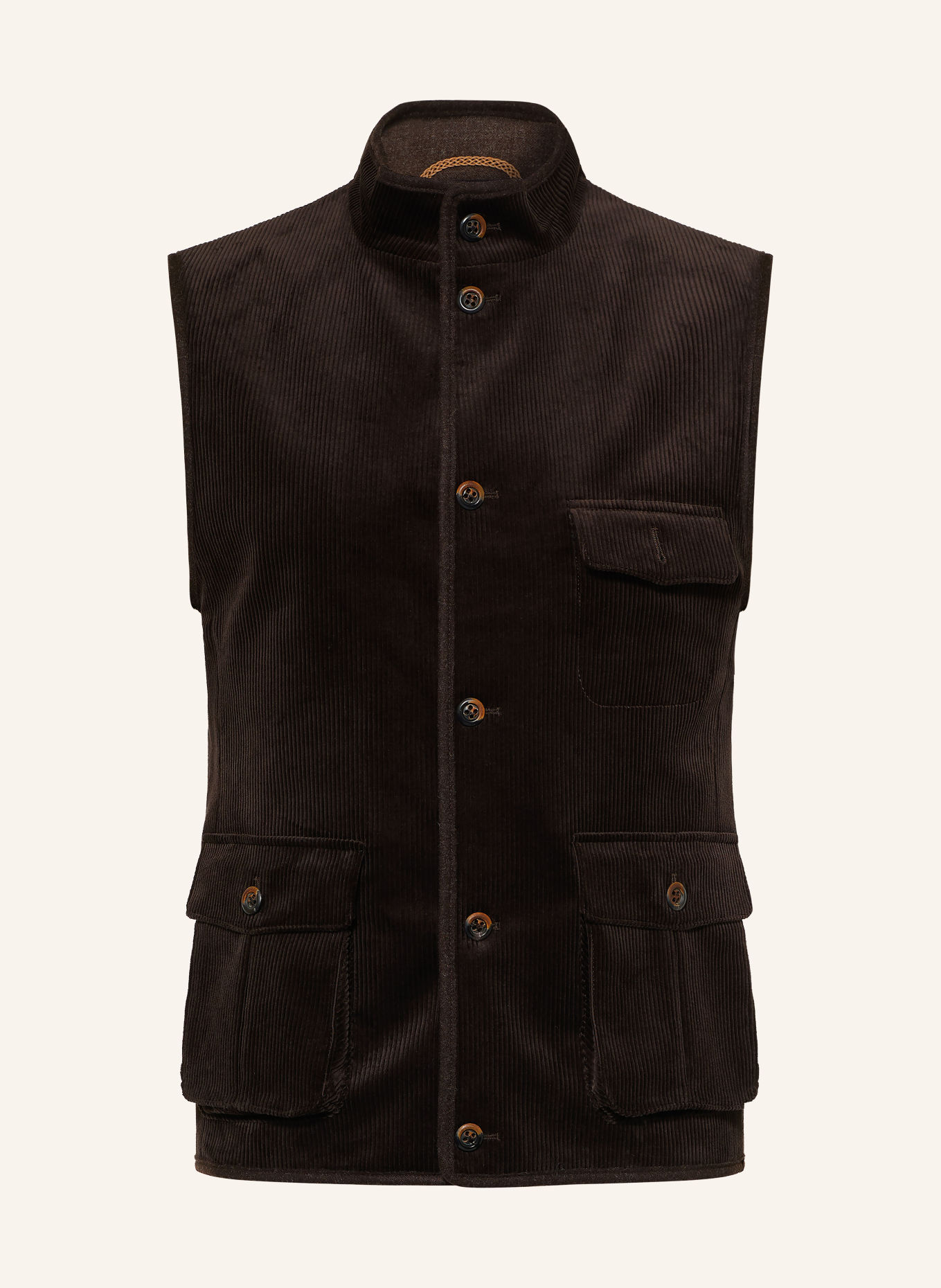 Grasegger Traditioneel gilet HOCHRIES van corduroy: MARRON FONCÉ