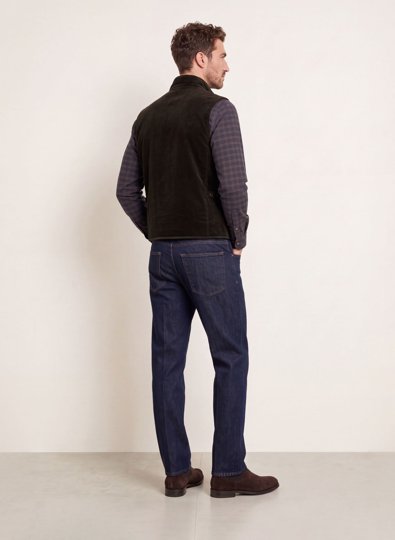 Grasegger Traditioneel gilet HOCHRIES van corduroy: MARRON FONCÉ