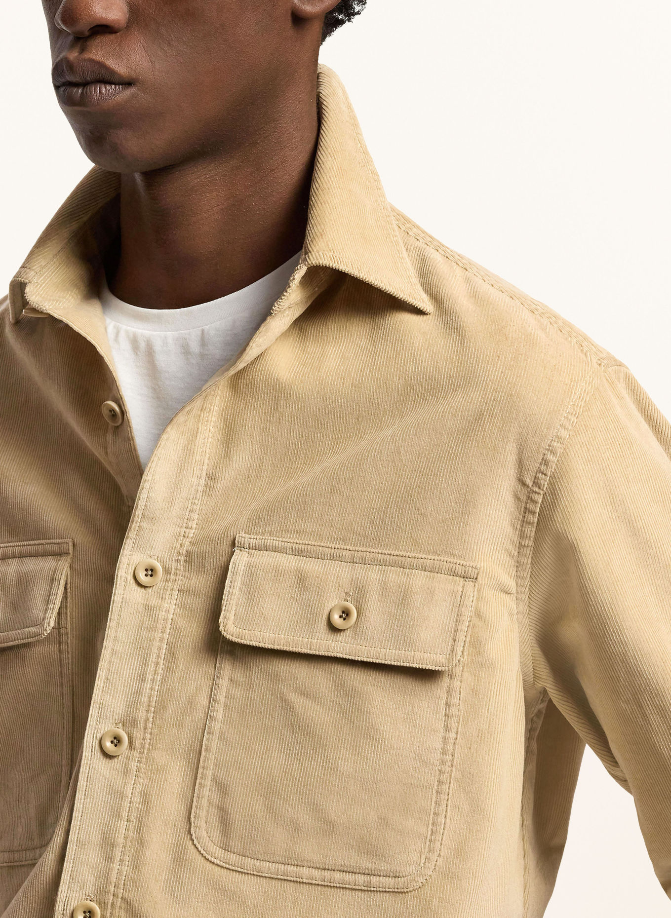 RALPH LAUREN PURPLE LABEL Chemise en velours côtelé, coupe Comfort Fit: BEIGE