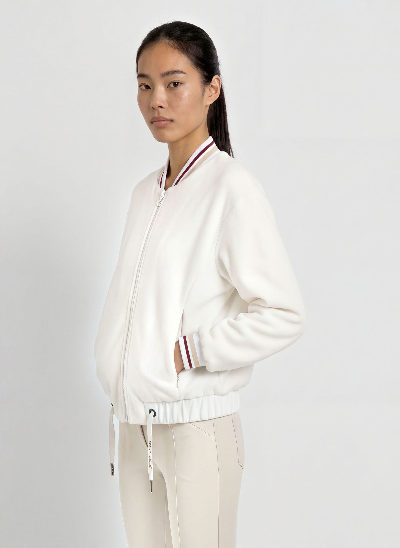 SPORTALM Blouson GLORRA im Materialmix: WEISS / BEIGE / DUNKELROT