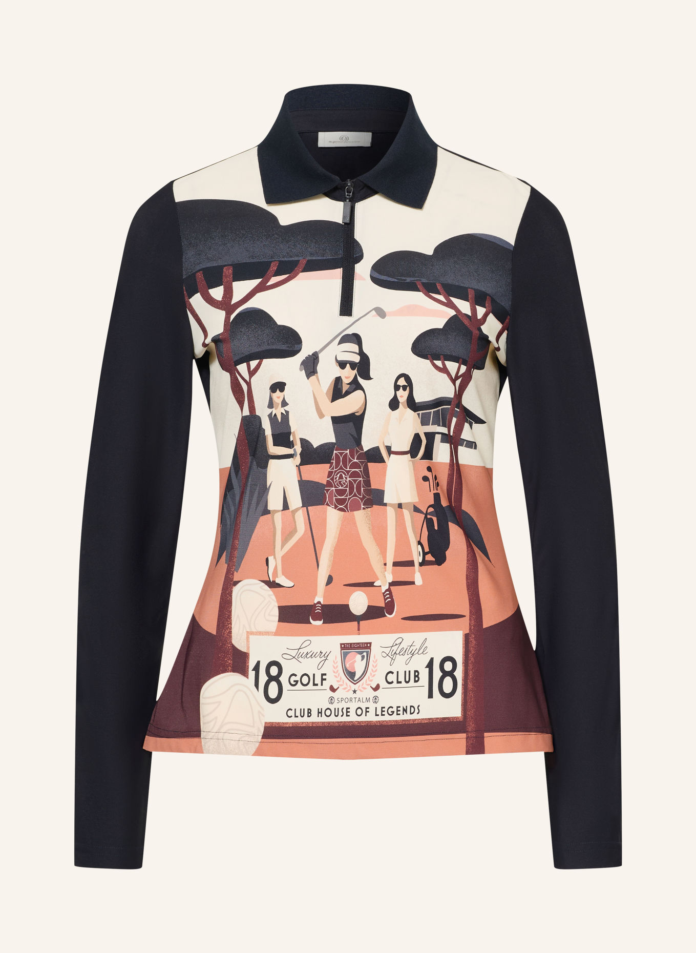 SPORTALM Jersey-Poloshirt: DUNKELBLAU / CREME / DUNKELROT