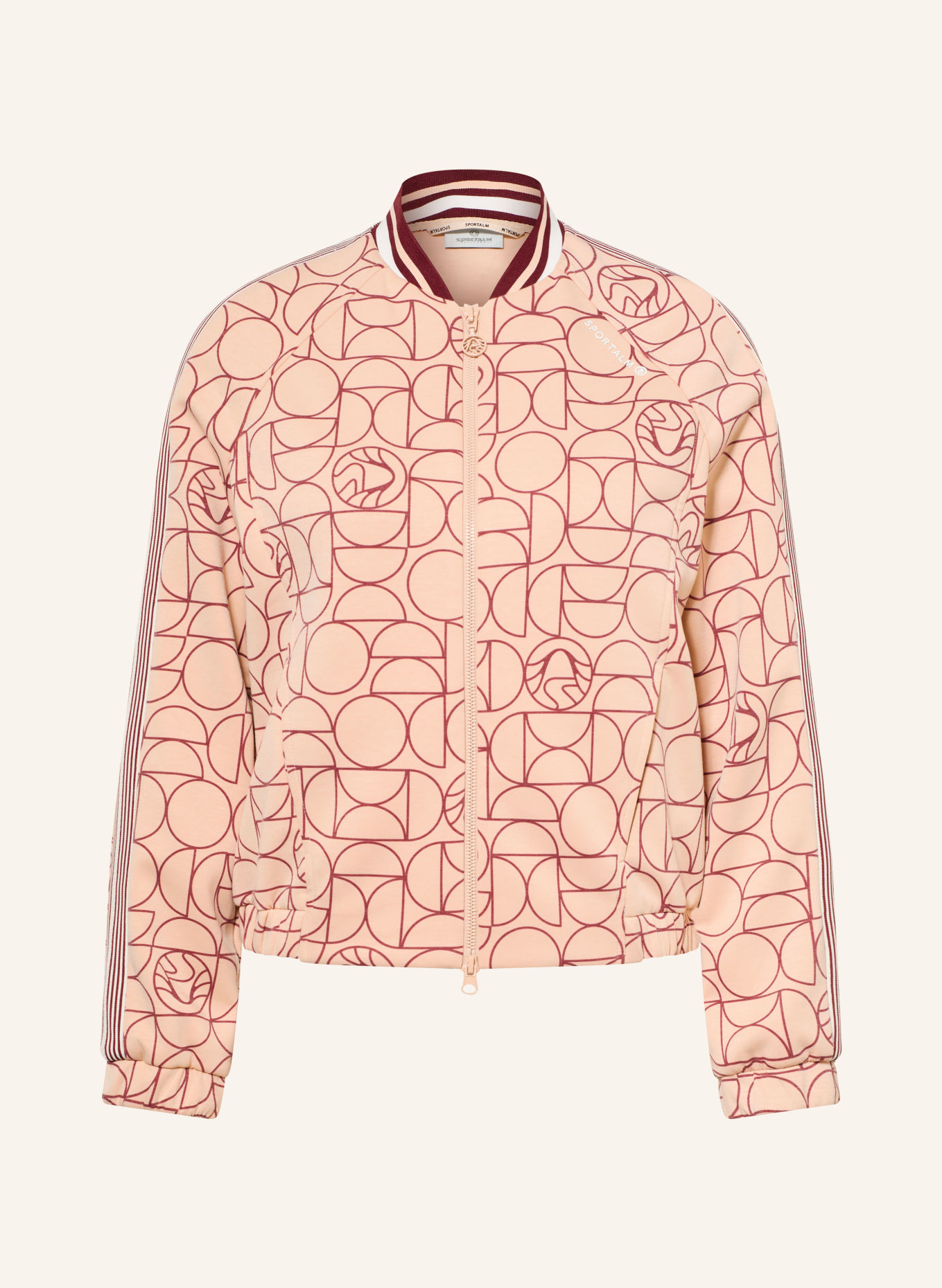 SPORTALM Trainingsjacke: BEIGE / DUNKELROT / WEISS