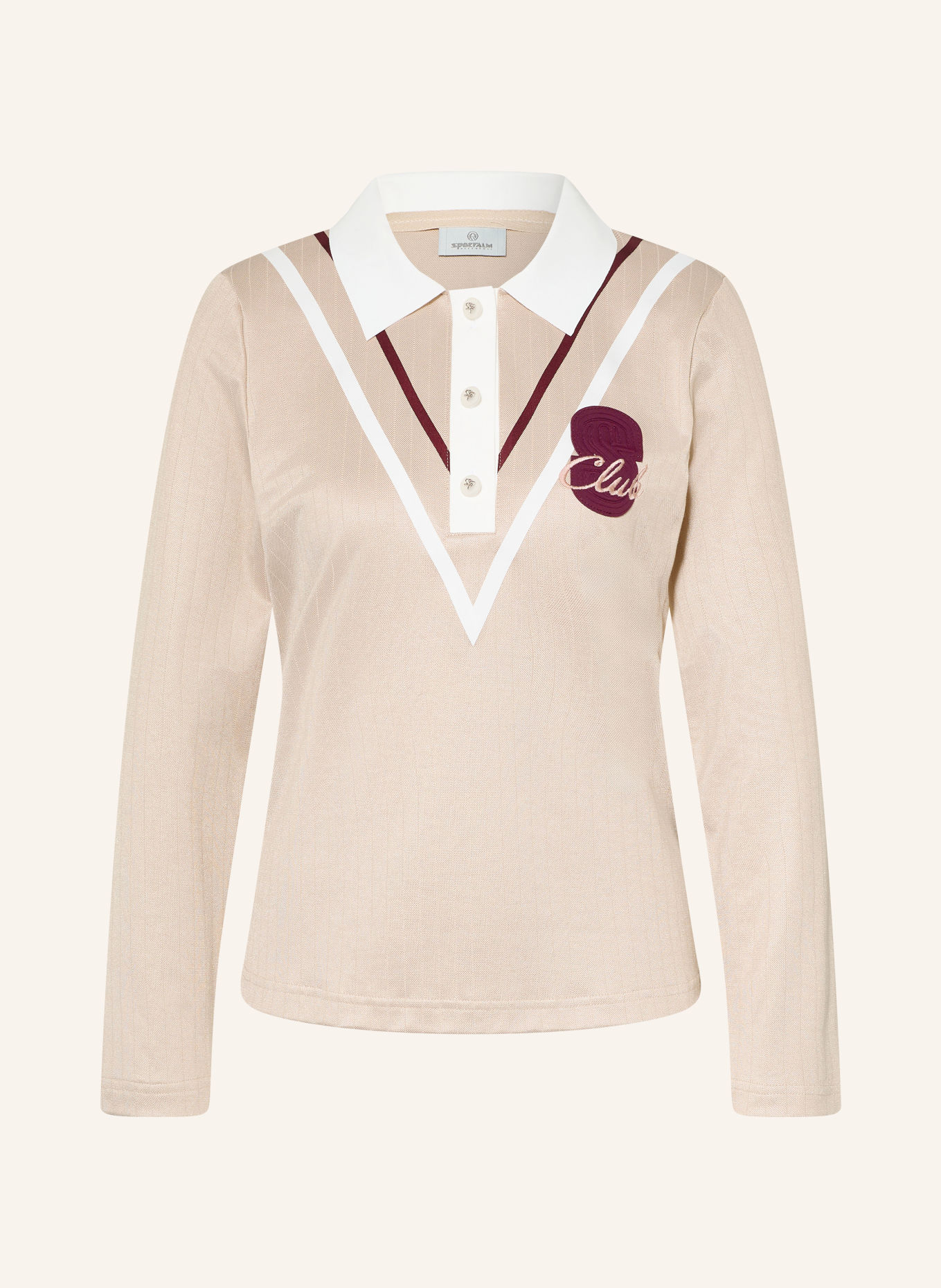 SPORTALM Poloshirt GRACELYN: BEIGE / DONKERROOD / WIT