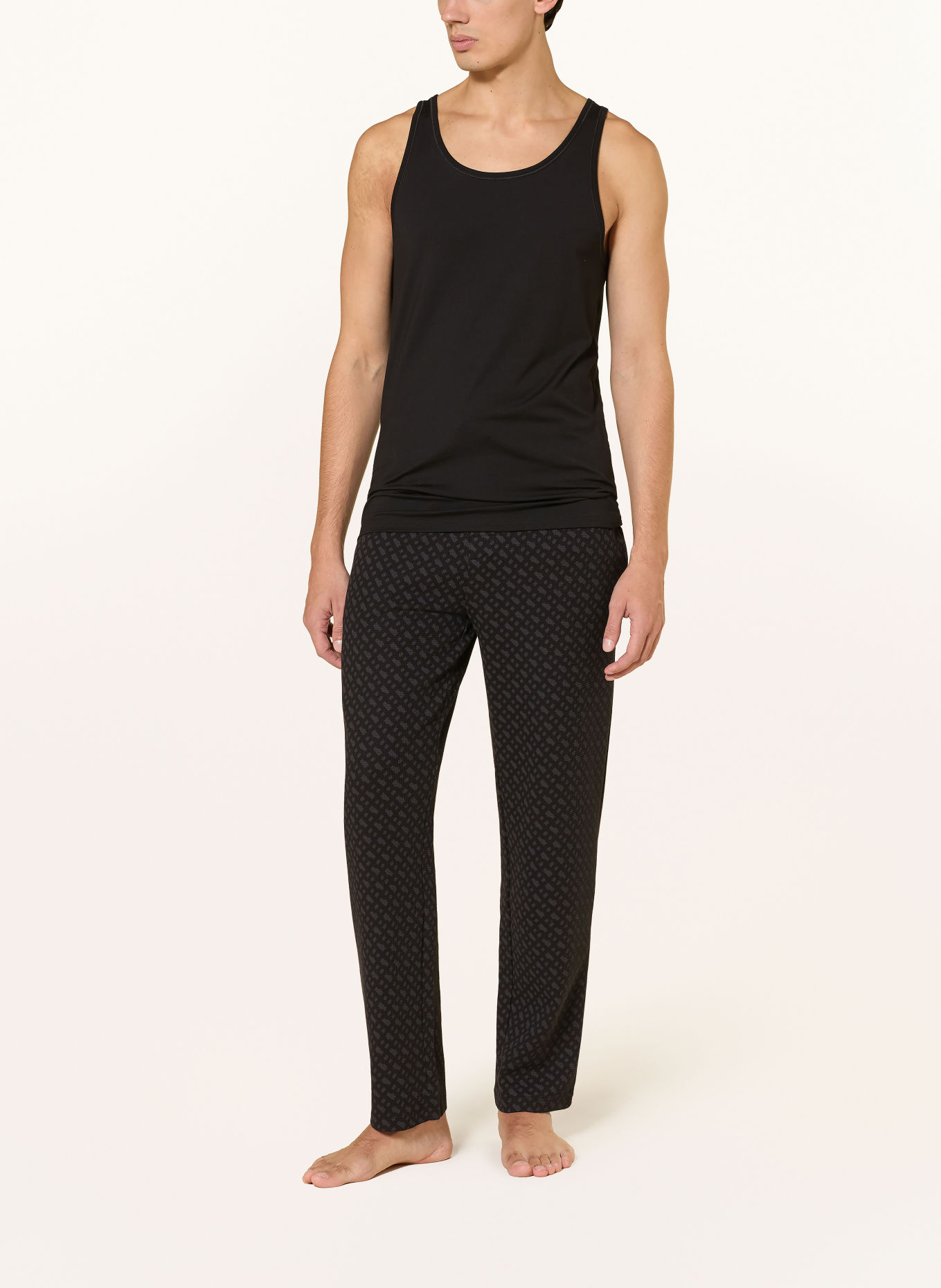 BOSS Bas de pyjama WAFFLEAOP: NOIR / GRIS