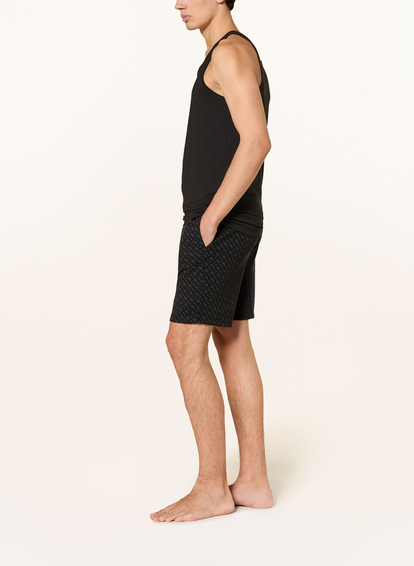 BOSS Short de pyjama: NOIR / TAUPE
