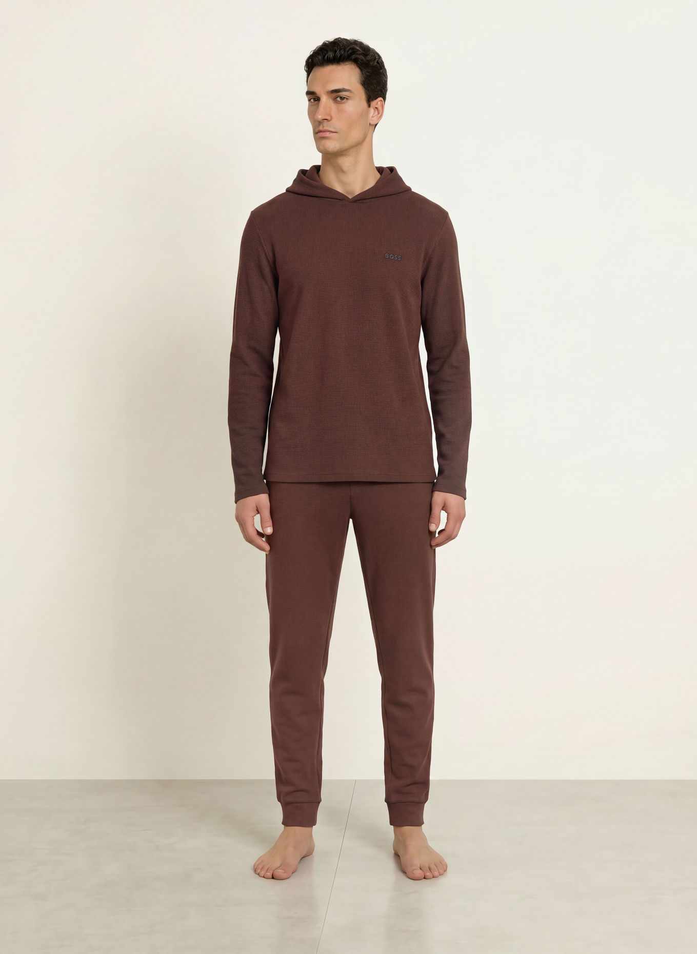 BOSS Lounge-Shirt WAFFLE: DUNKELBRAUN