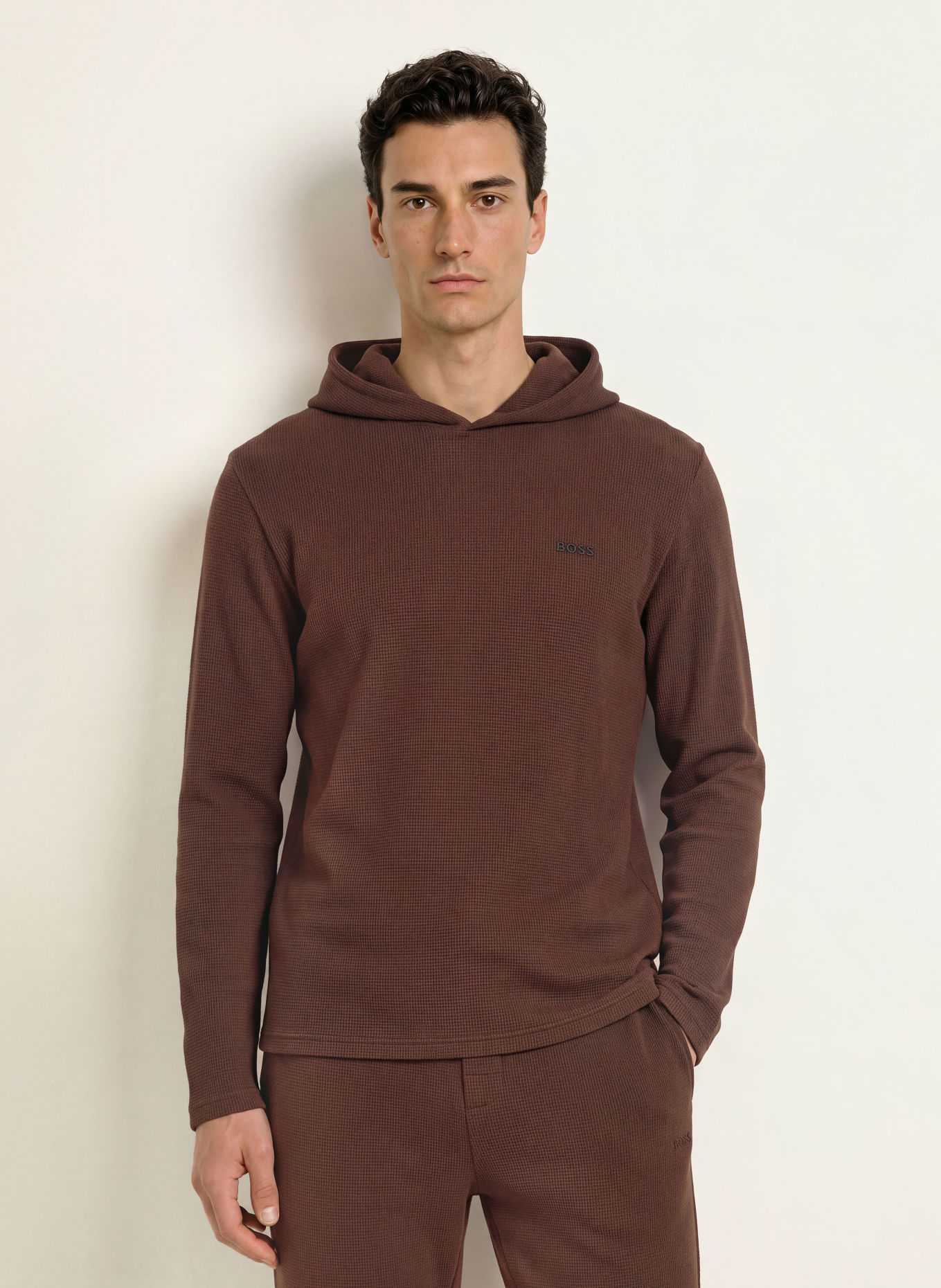 BOSS Lounge-Shirt WAFFLE: DUNKELBRAUN