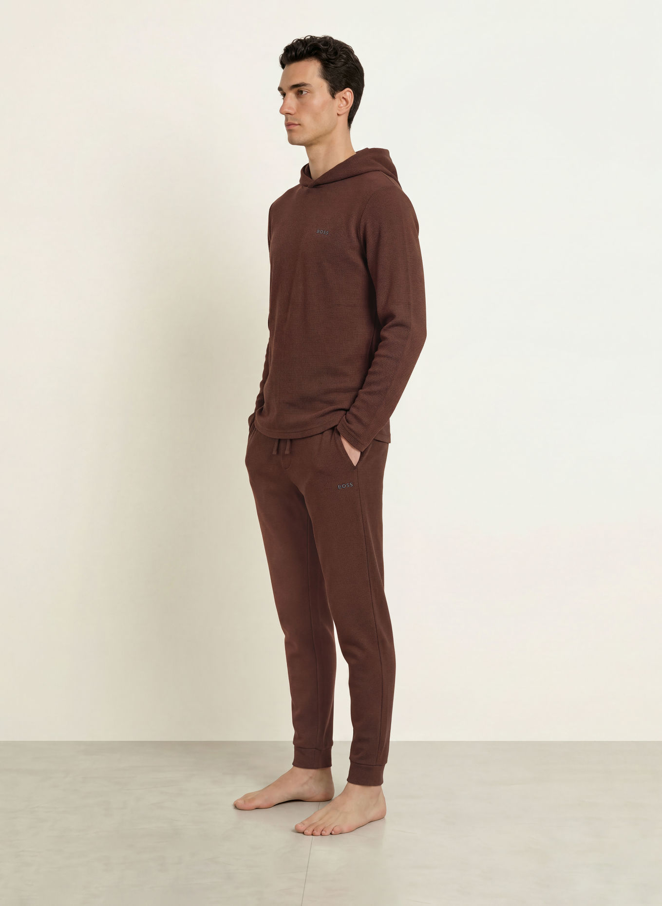 BOSS Lounge-Shirt WAFFLE: DUNKELBRAUN