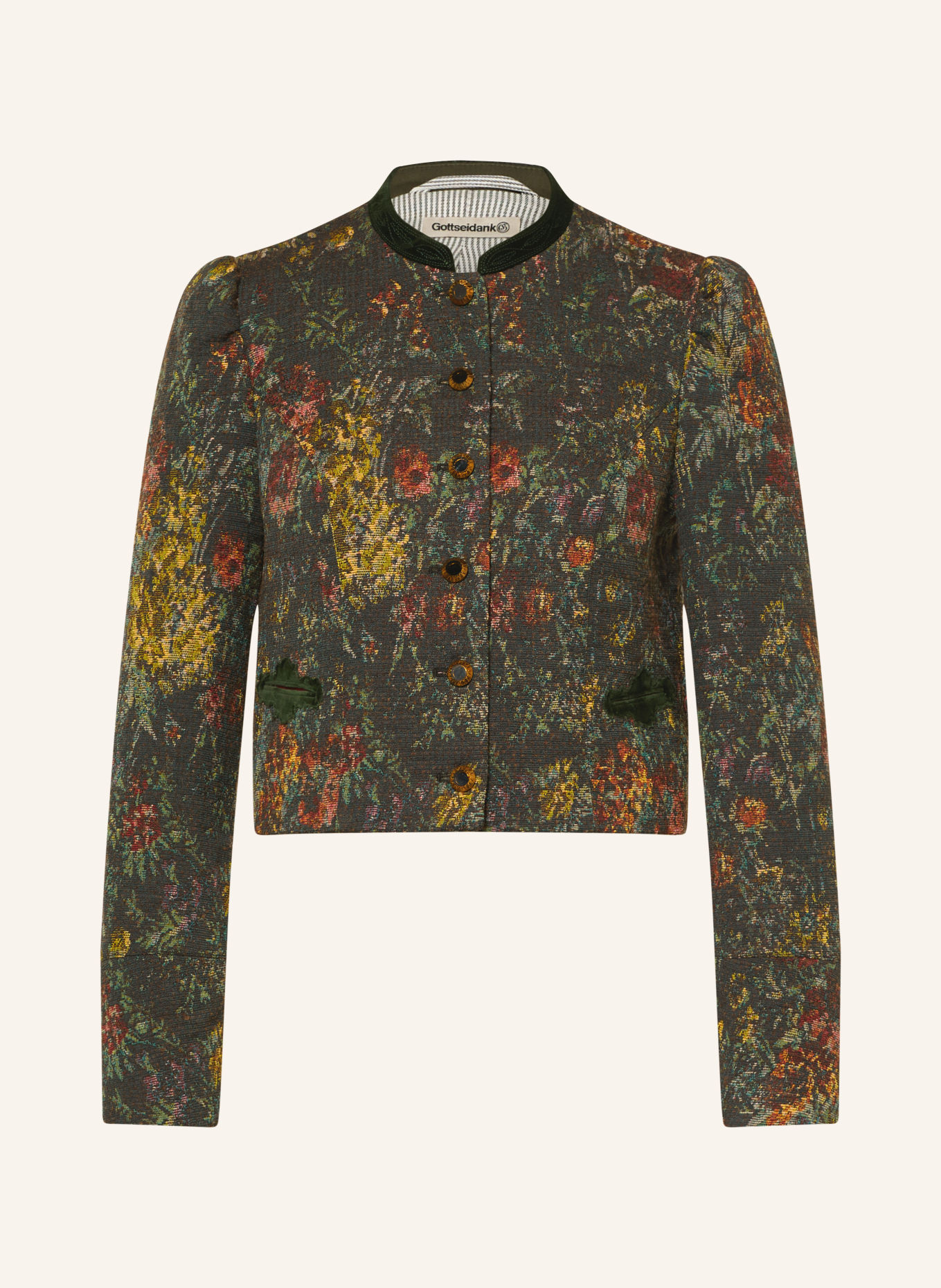 Gottseidank Jacquard-Janker FLORA: GROEN / ROOD / GEEL