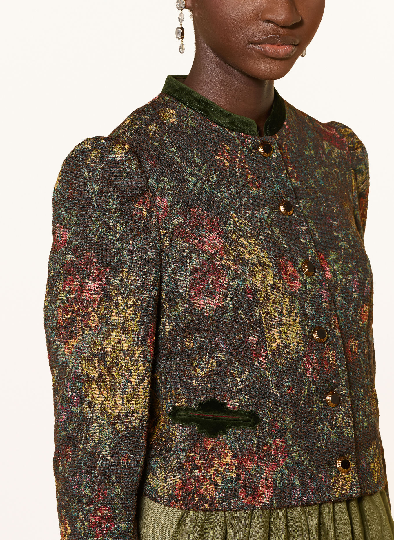 Gottseidank Jacquard-Janker FLORA: GROEN / ROOD / GEEL