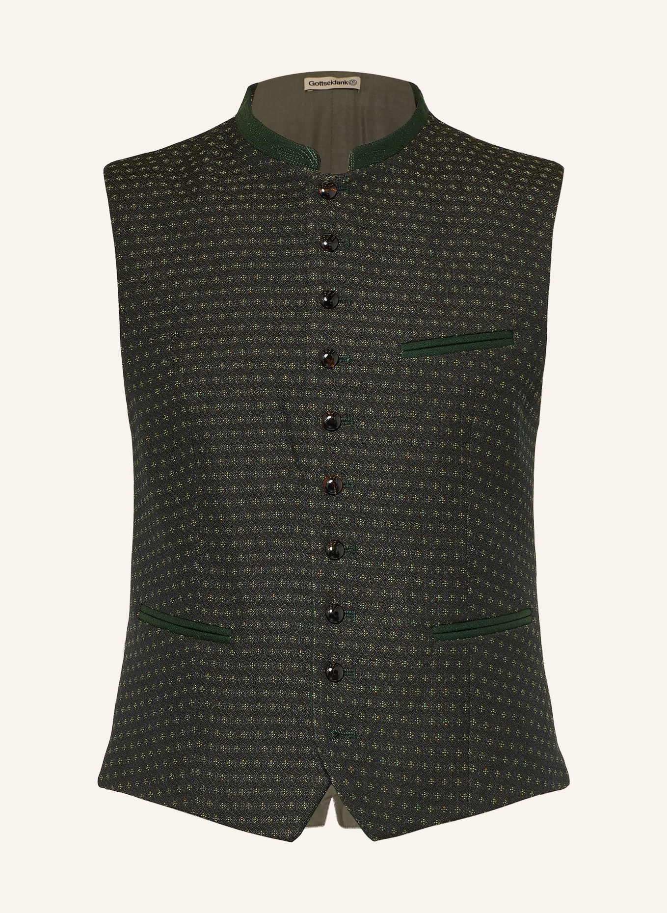 Gottseidank KONSTANTIN Traditional vest with Linen: GREEN / BROWN / BEIGE