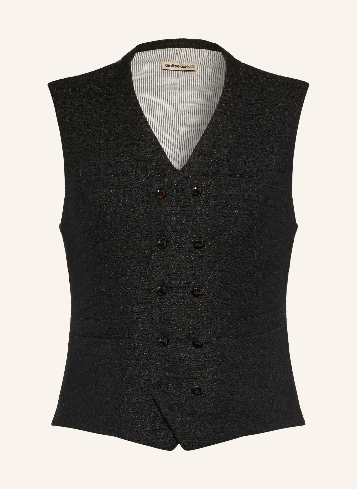 Gottseidank Traditioneel gilet EGON met linnen: DONKERBLAUW / LICHTGRIJS