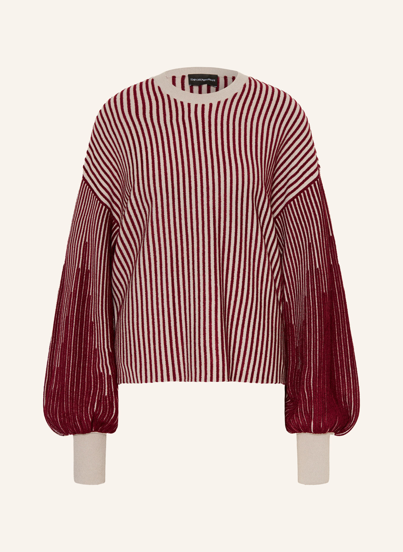 EMPORIO ARMANI Pullover: DUNKELROT / BEIGE