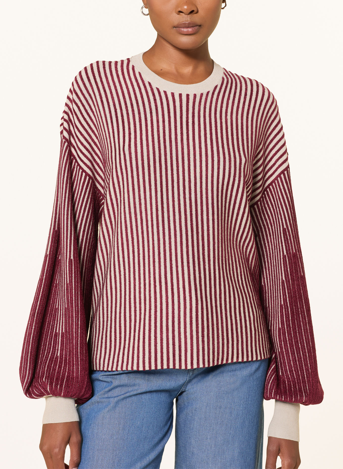EMPORIO ARMANI Pullover: DUNKELROT / BEIGE