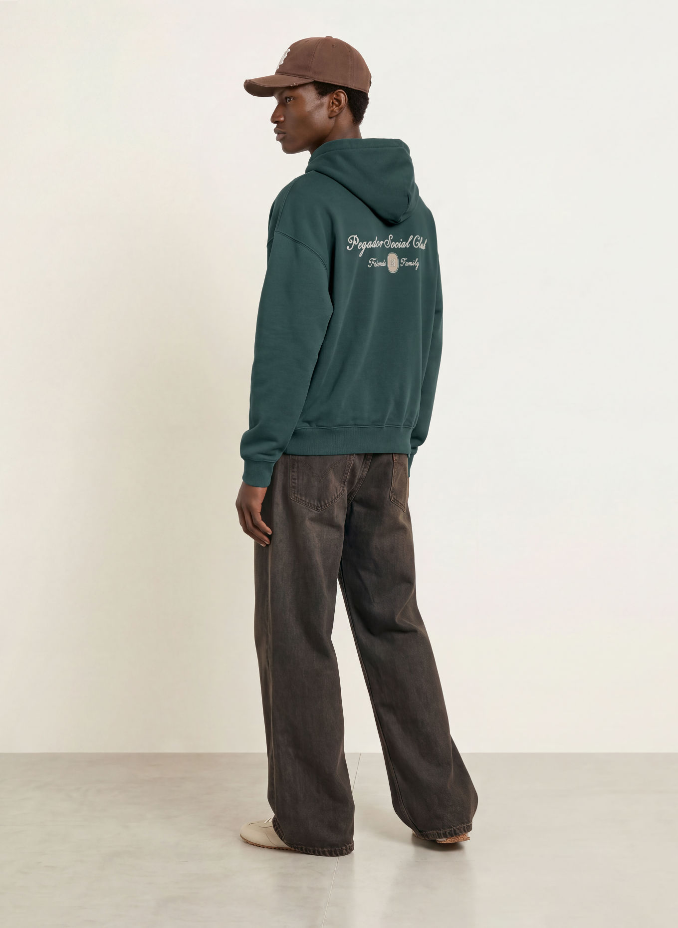 PEGADOR Oversized-Hoodie CASOLI: DUNKELGRÜN / CREME