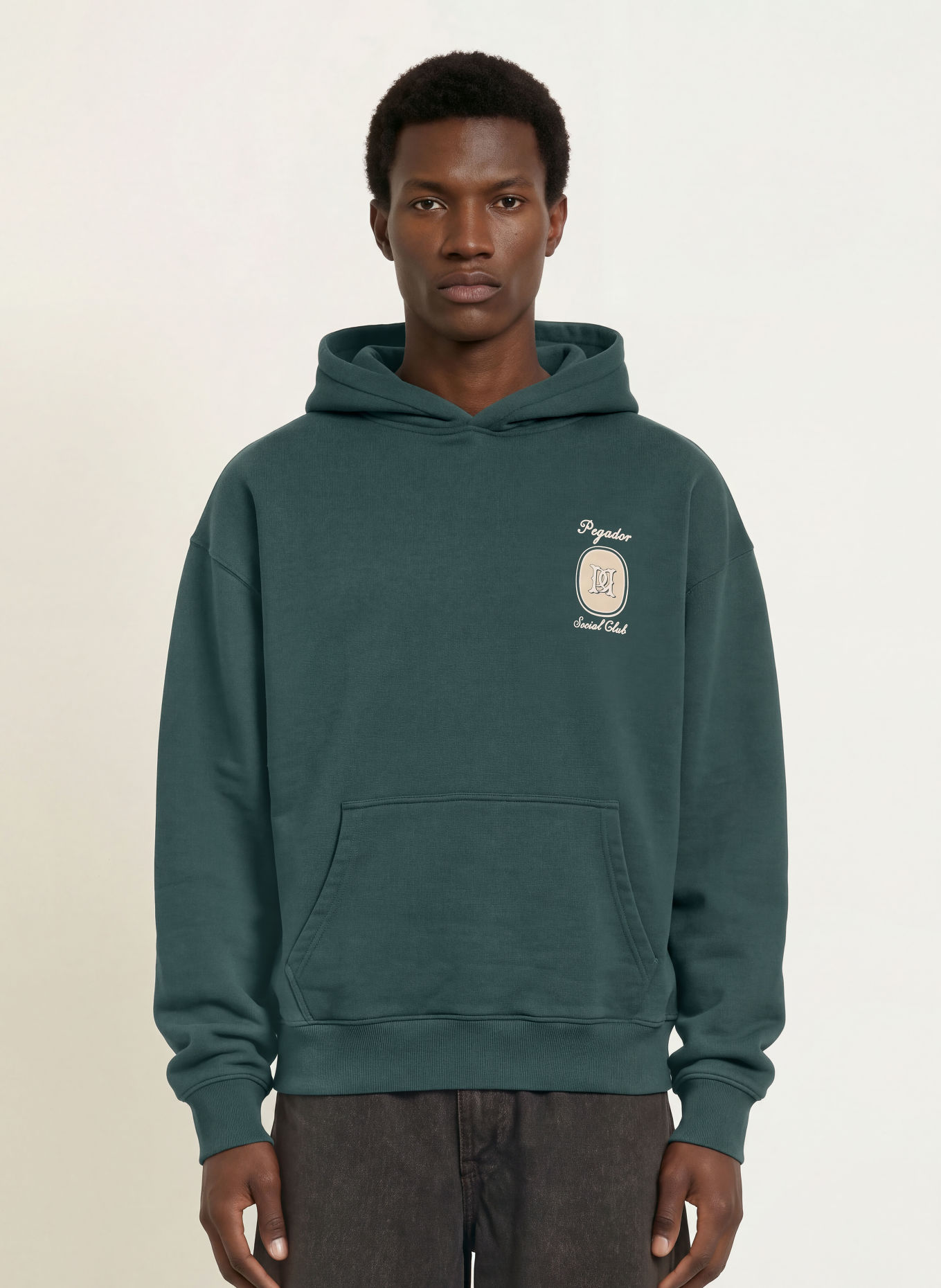 PEGADOR Oversized-Hoodie CASOLI: DUNKELGRÜN / CREME