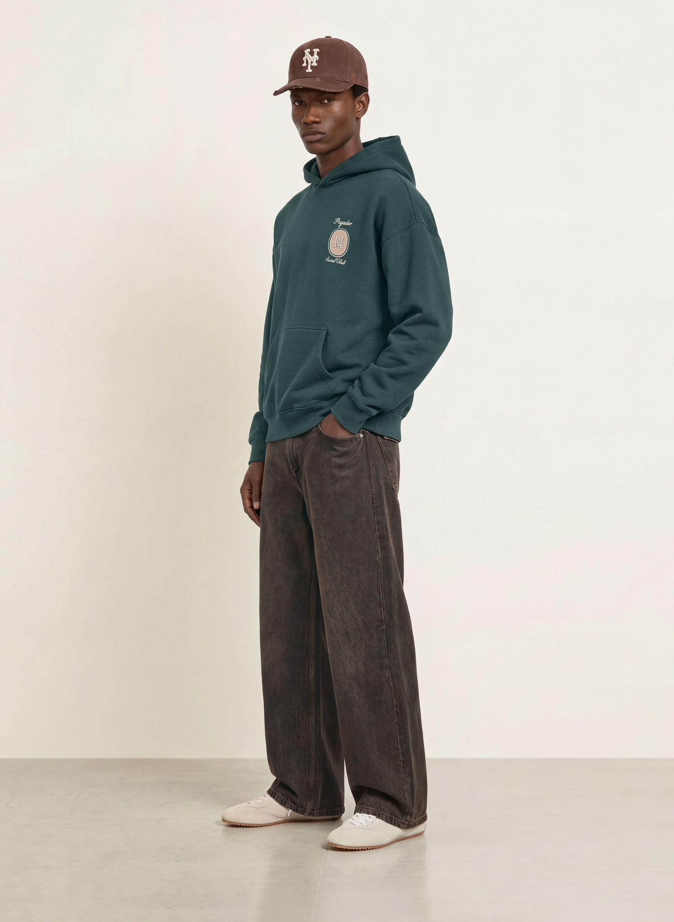 PEGADOR Oversized-Hoodie CASOLI: DUNKELGRÜN / CREME