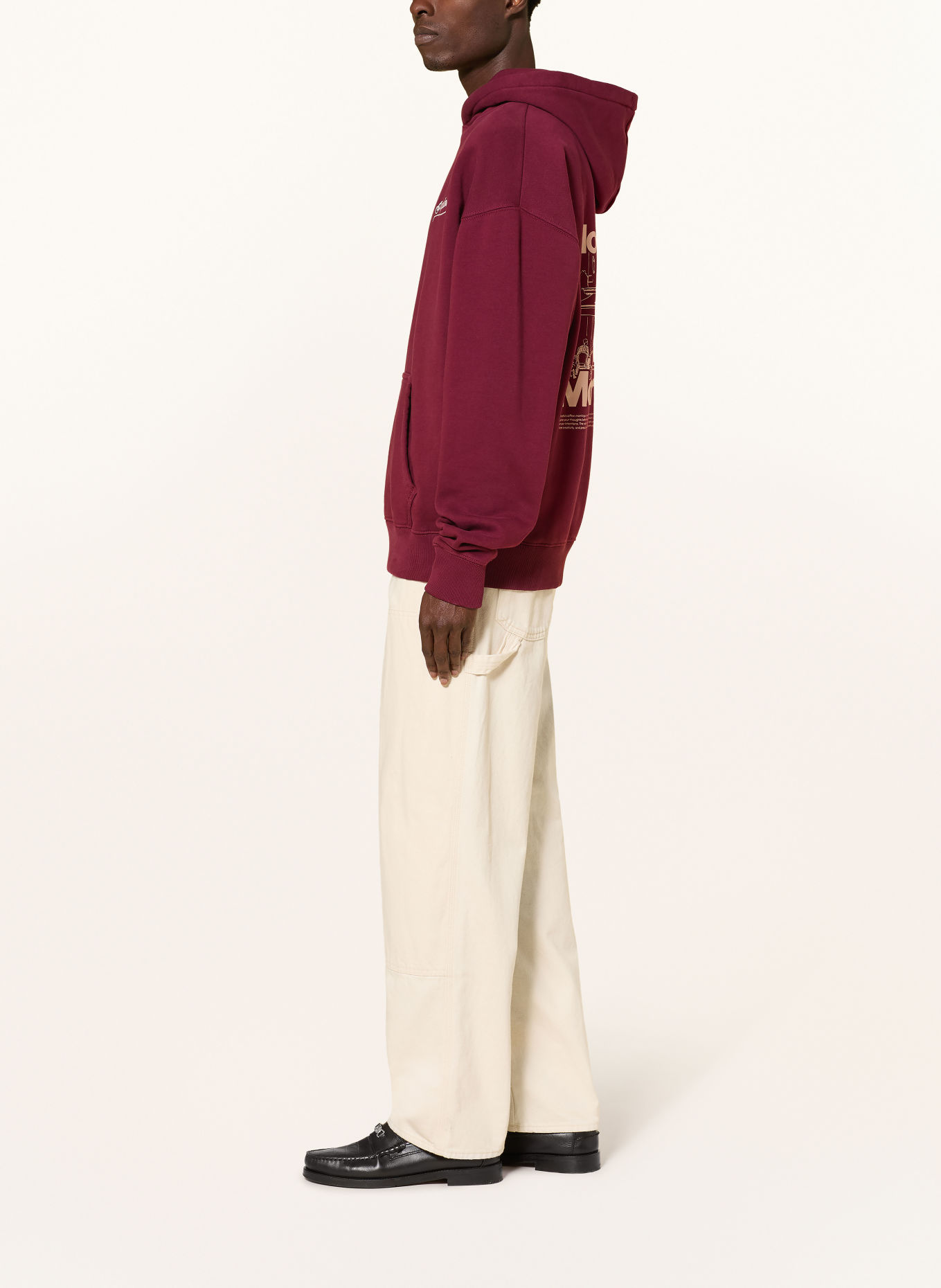PEGADOR Oversized hoodie MASSA: DONKERROOD