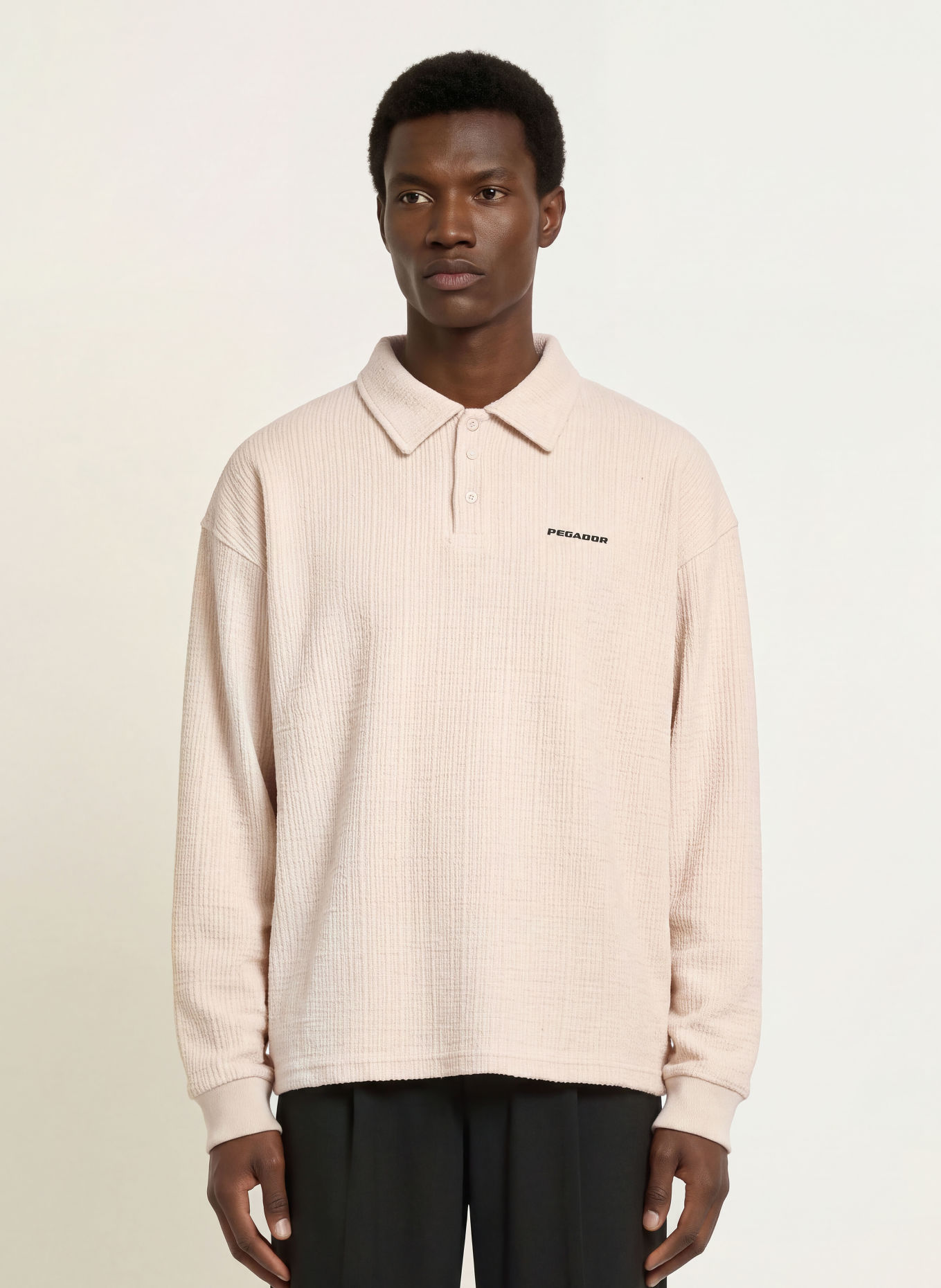PEGADOR Gebreid poloshirt FASCIA: ECRU / ZWART