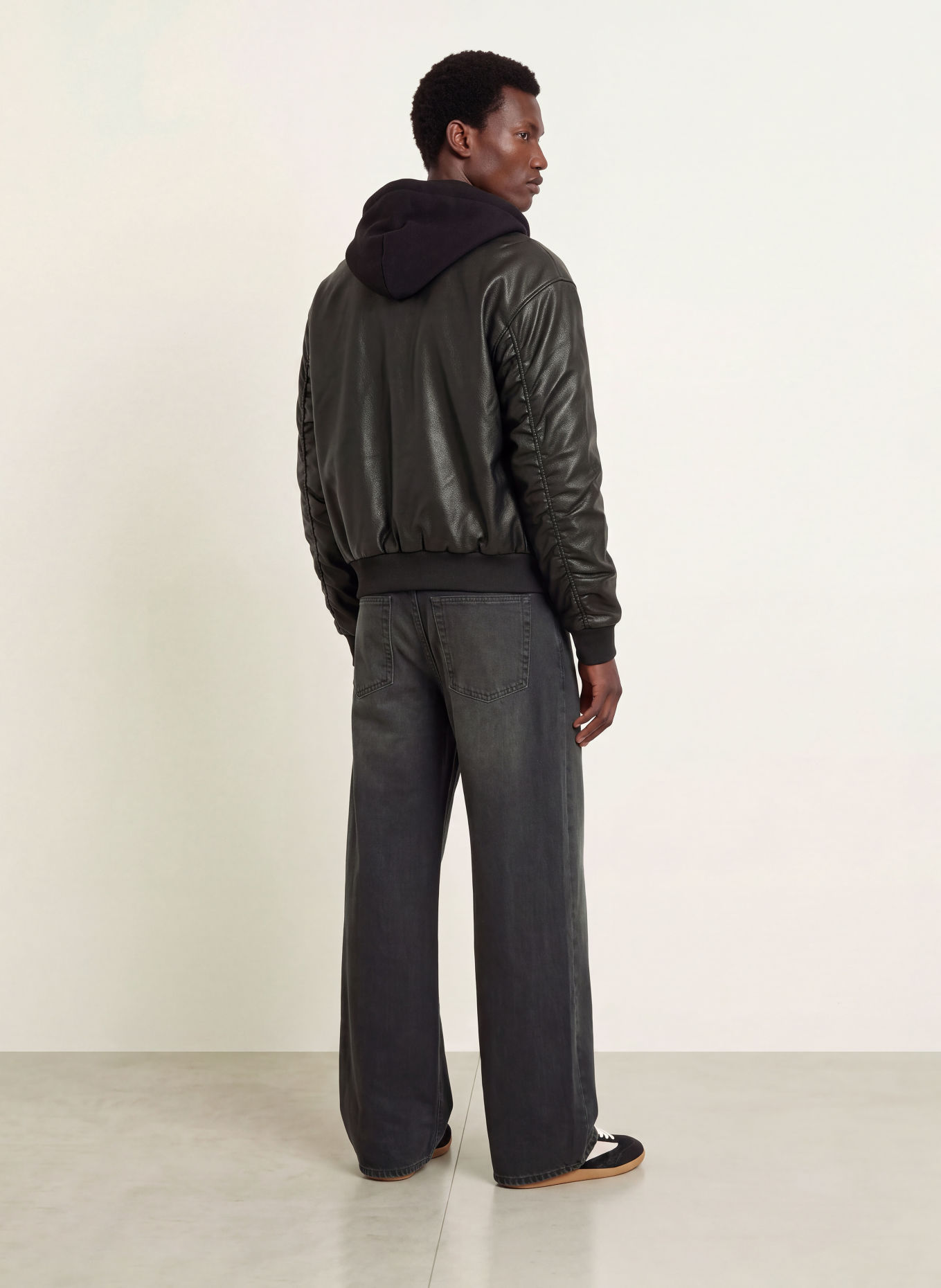 RETERNITY METROPOLITAIN-Blouson in leerlook met pas: ZWART