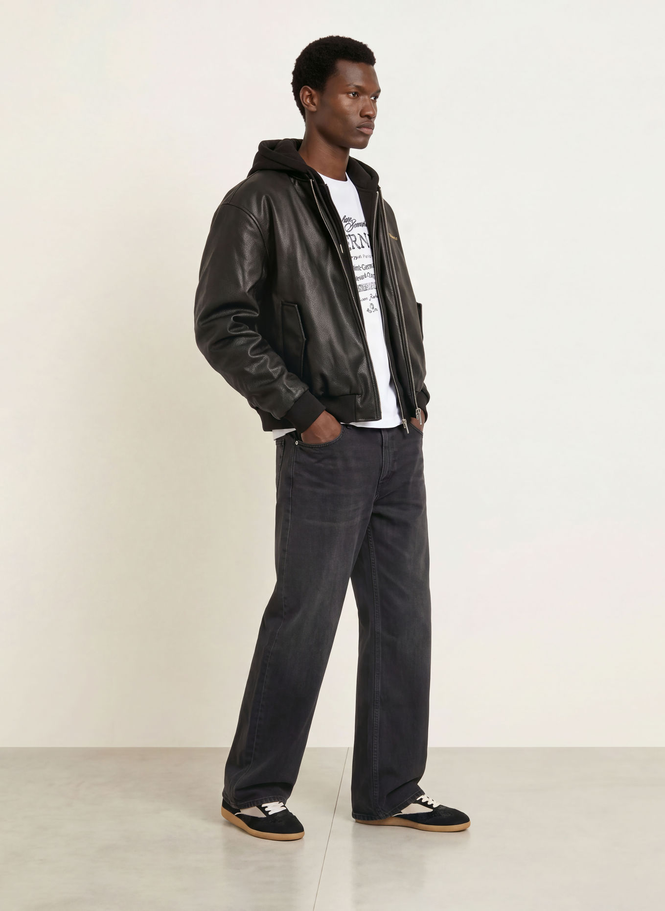 RETERNITY METROPOLITAIN-Blouson in leerlook met pas: ZWART