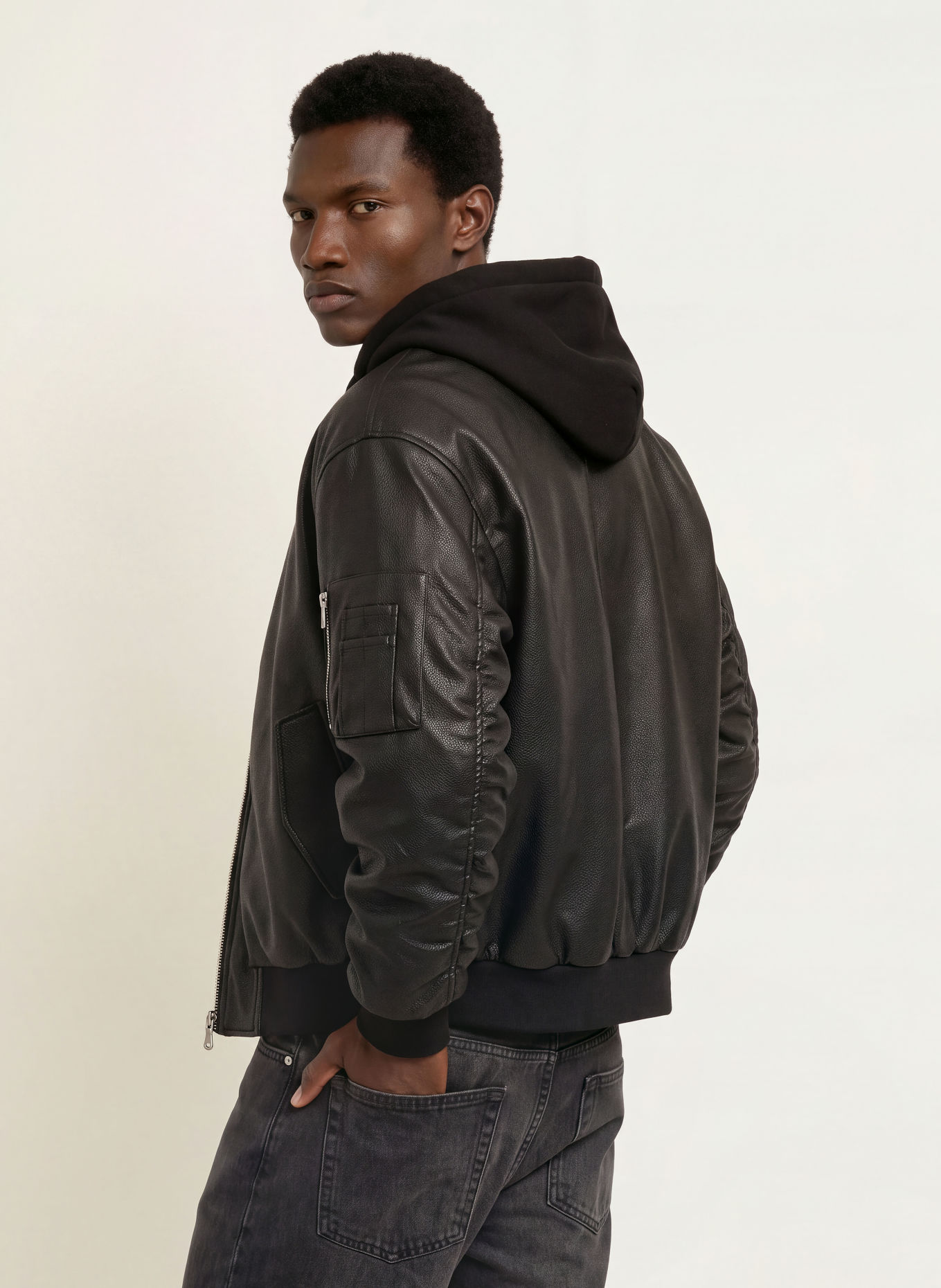 RETERNITY METROPOLITAIN-Blouson in leerlook met pas: ZWART
