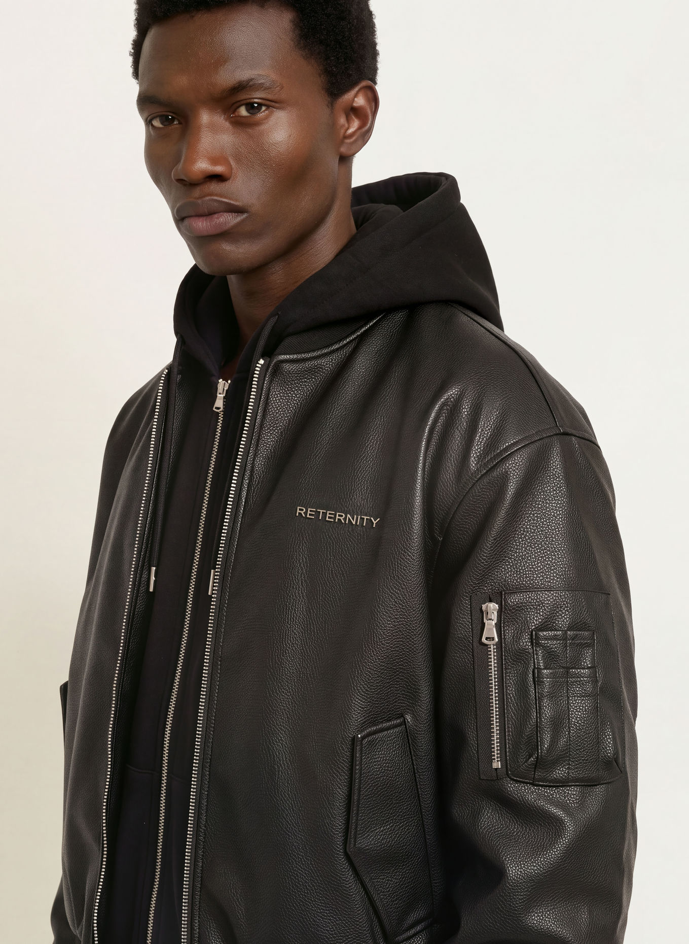 RETERNITY METROPOLITAIN-Blouson in leerlook met pas: ZWART