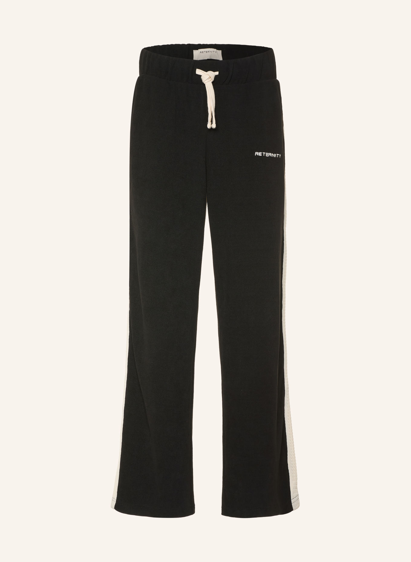 RETERNITY Cordbroek STUDIO Regular Fit met galonstrepen: ZWART / CRÈME