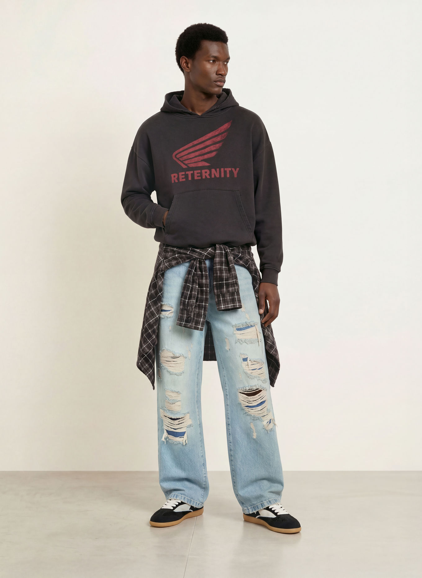 RETERNITY Hoodie AERO: DONKERGRIJS / DONKERROOD