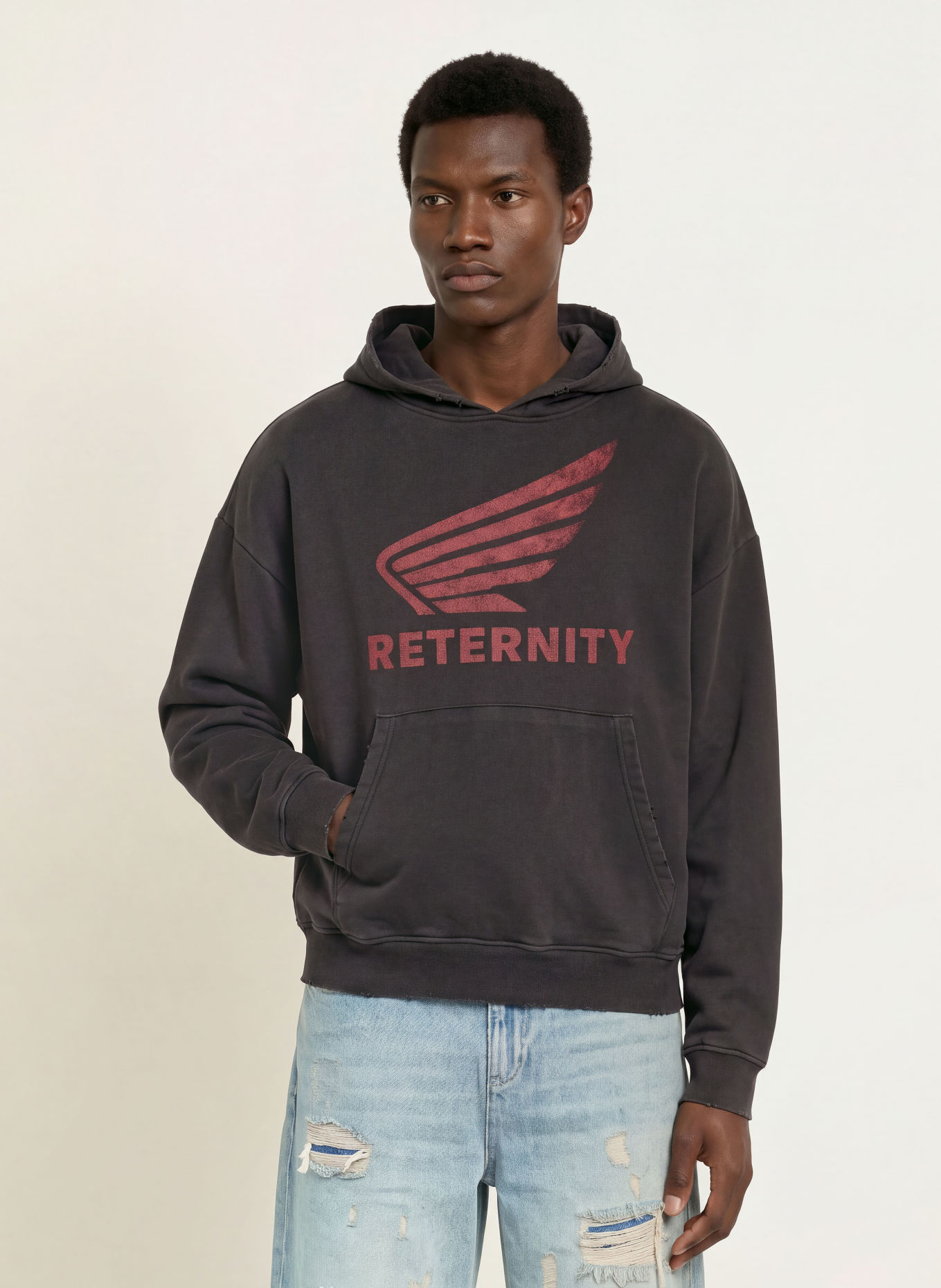 RETERNITY Hoodie AERO: DONKERGRIJS / DONKERROOD