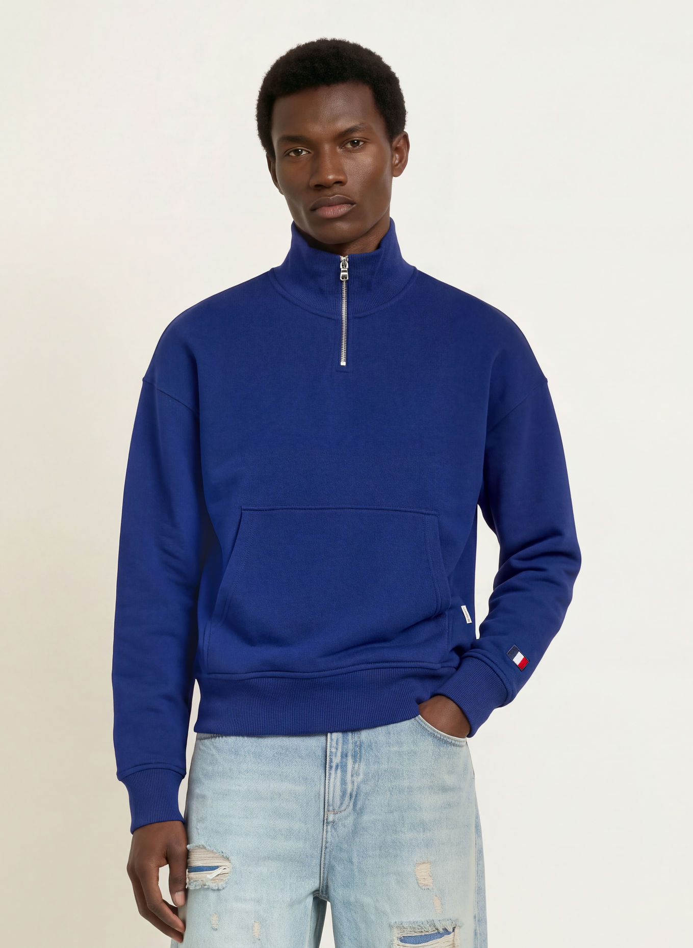 RETERNITY Sweater met halve rits SAINT GERMAIN: BLAUW