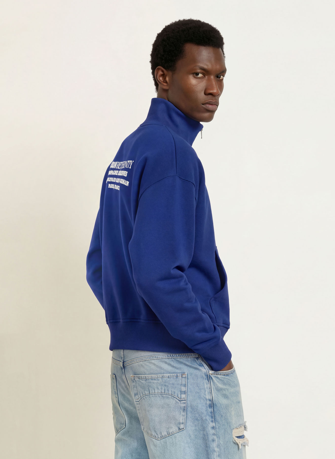 RETERNITY Sweater met halve rits SAINT GERMAIN: BLAUW