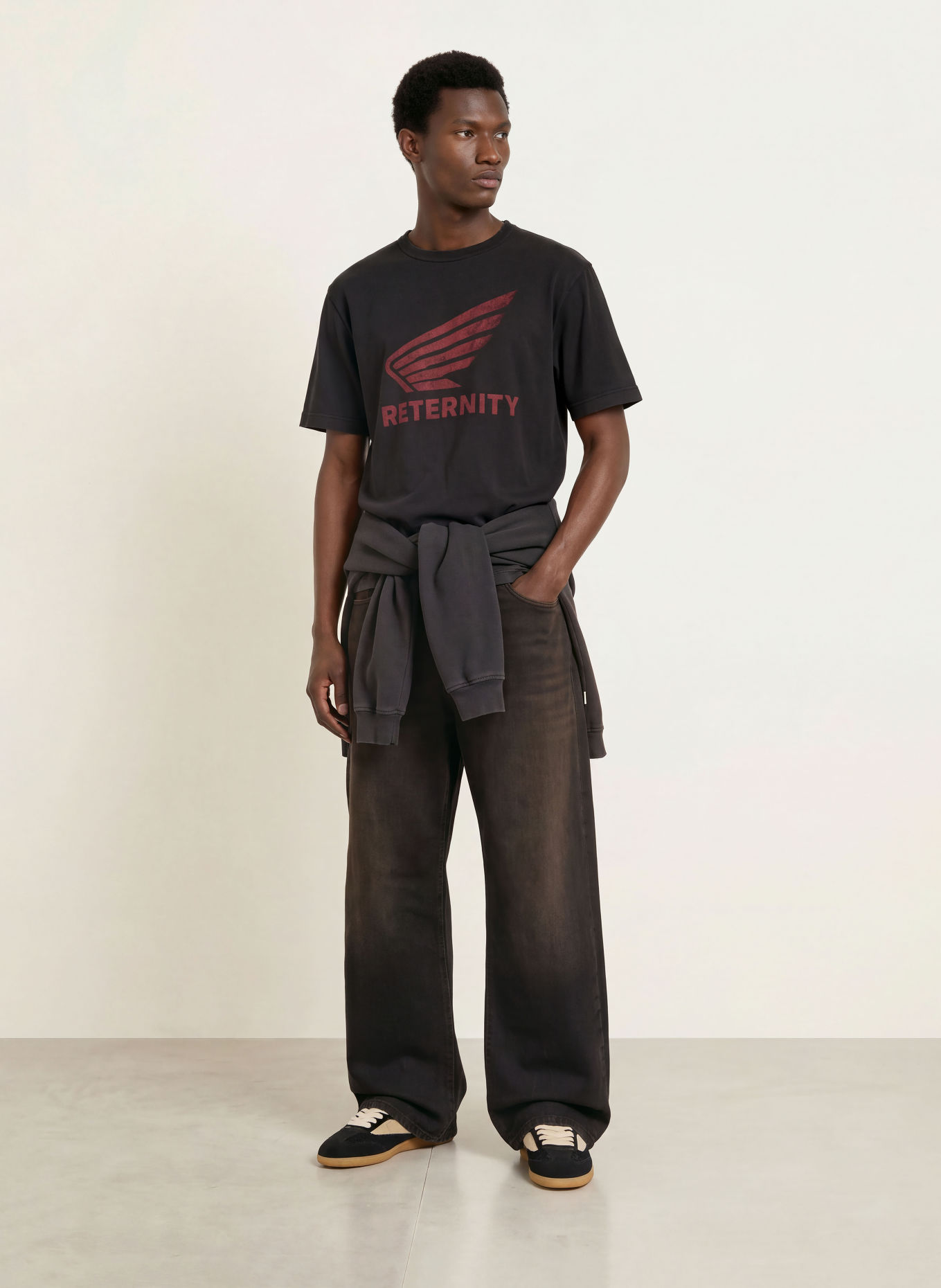 RETERNITY T-shirt AERO: DONKERGRIJS / ROOD