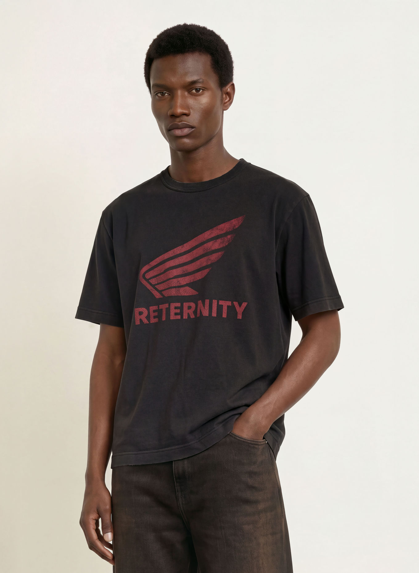 RETERNITY T-shirt AERO: DONKERGRIJS / ROOD