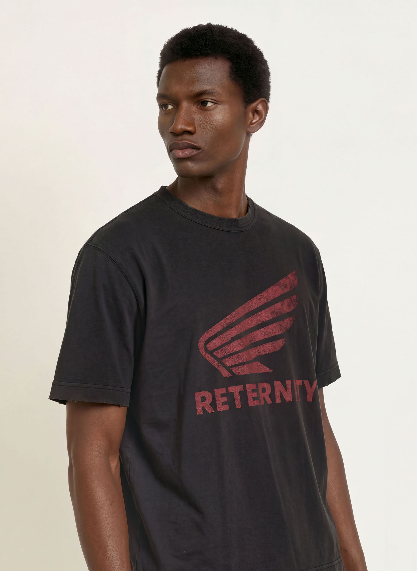 RETERNITY T-shirt AERO: DONKERGRIJS / ROOD