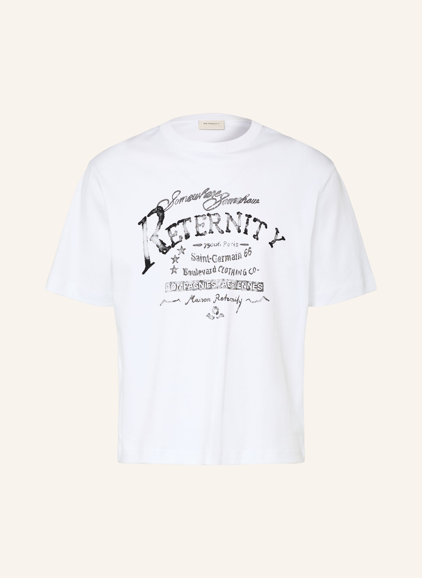 RETERNITY SOMEWHERE SOMEHOW T-shirt: WHITE / BLACK