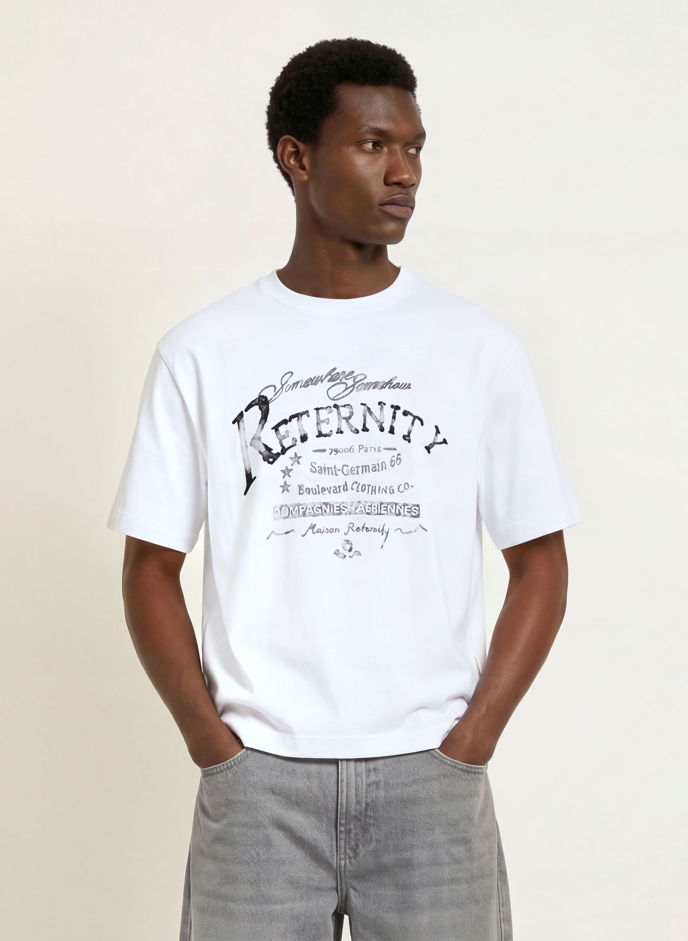 RETERNITY SOMEWHERE SOMEHOW T-shirt: WHITE / BLACK