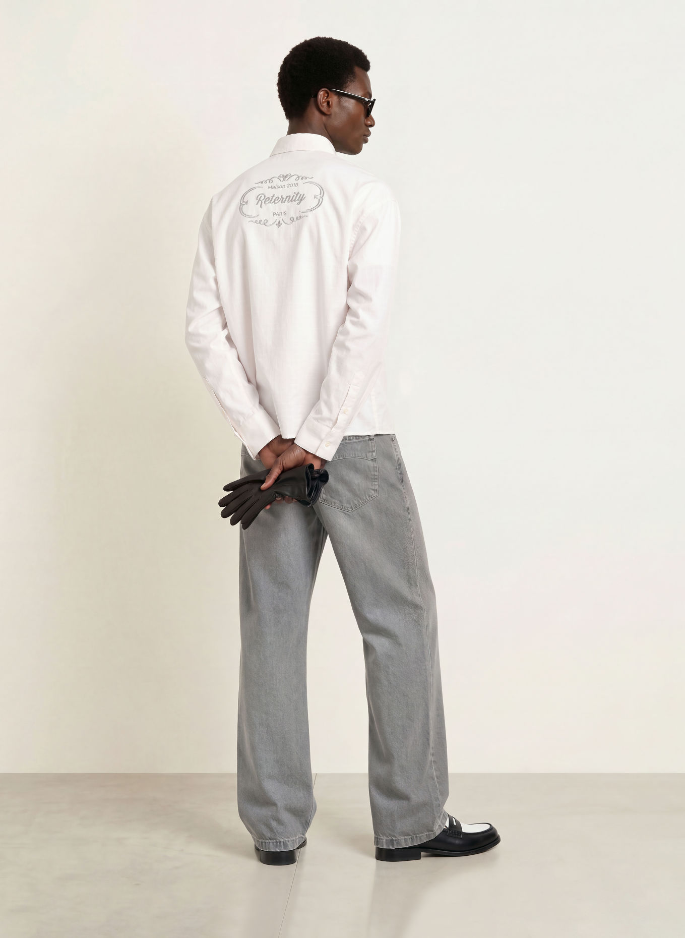 RETERNITY Overhemd ECLAT Comfort Fit: CRÈME / GRIJS