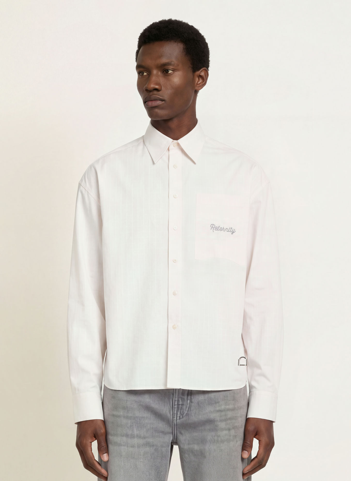 RETERNITY Overhemd ECLAT Comfort Fit: CRÈME / GRIJS