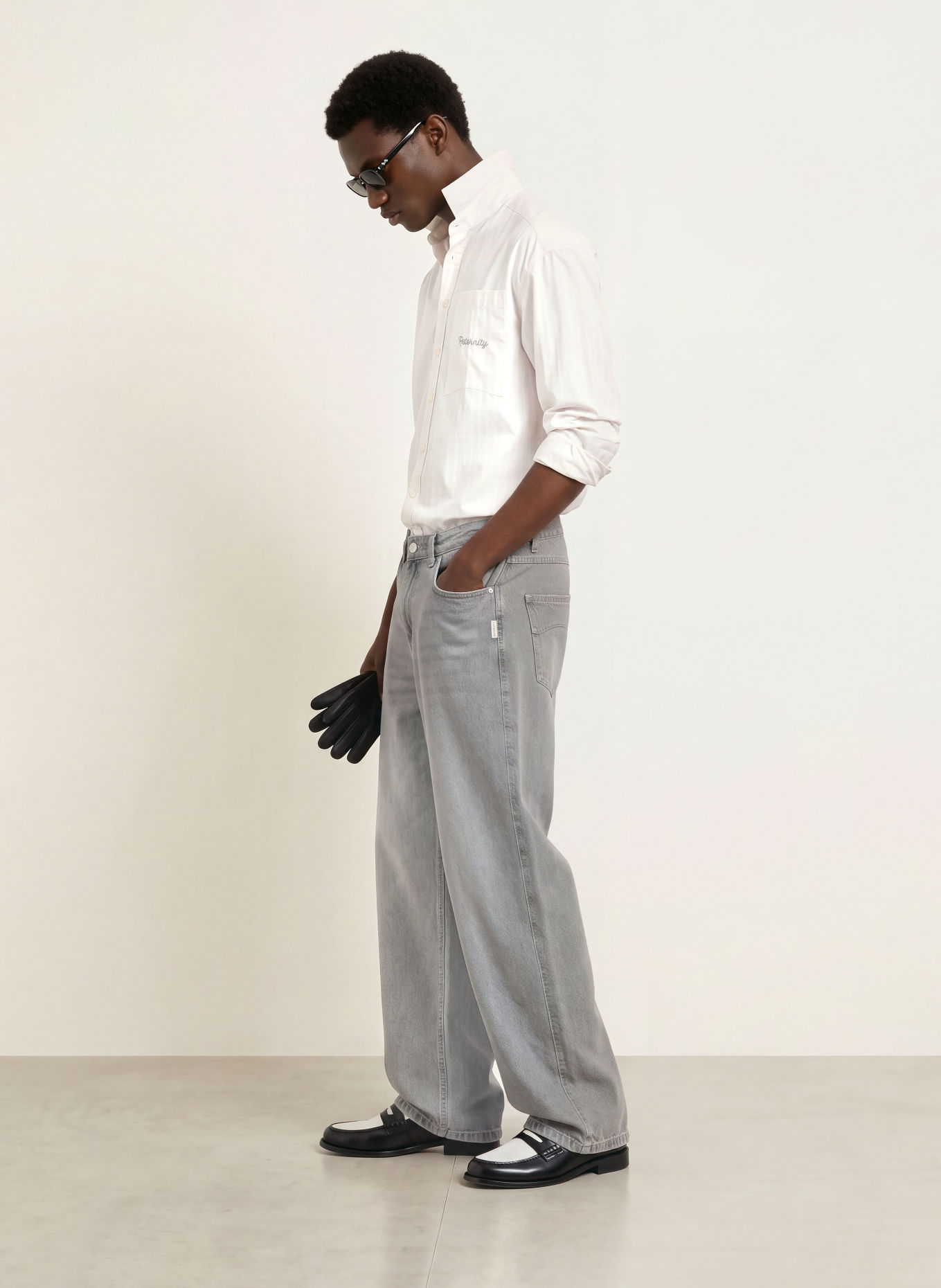 RETERNITY Overhemd ECLAT Comfort Fit: CRÈME / GRIJS
