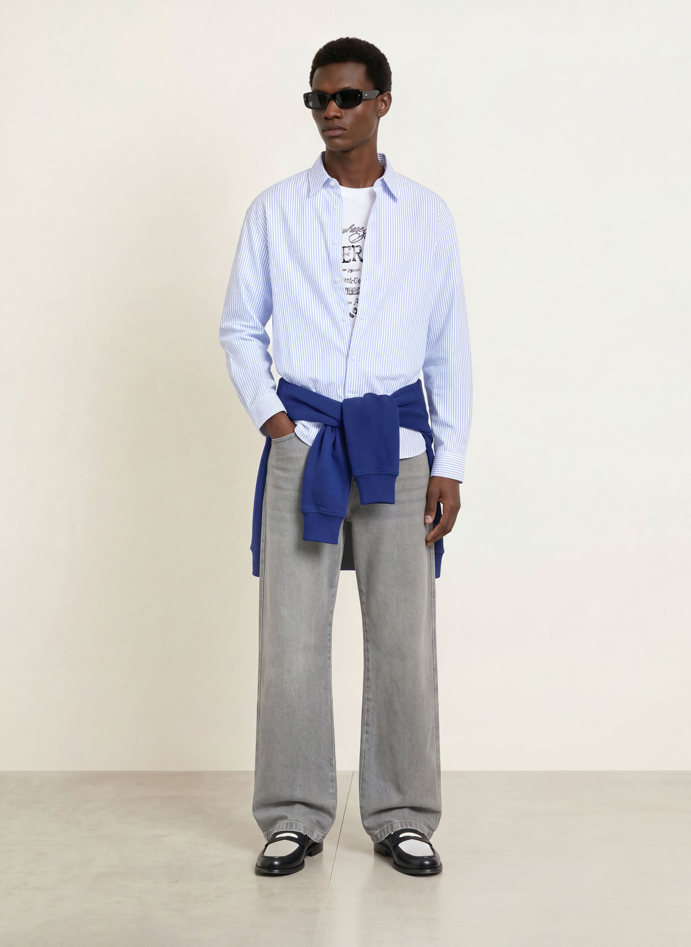 RETERNITY Chemise BOULEVARD Comfort Fit: BLEU CLAIR / BLANC