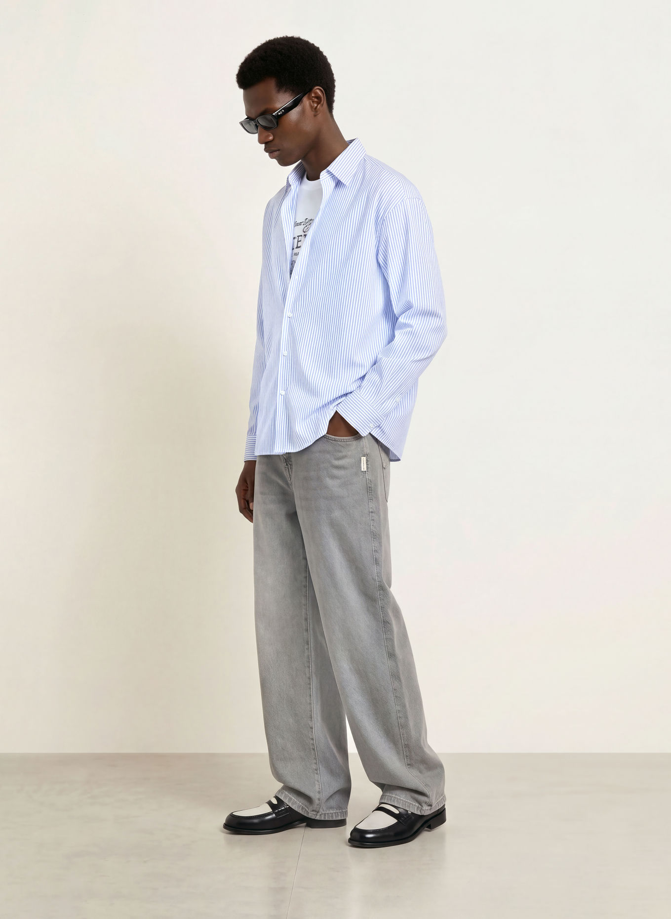 RETERNITY Chemise BOULEVARD Comfort Fit: BLEU CLAIR / BLANC
