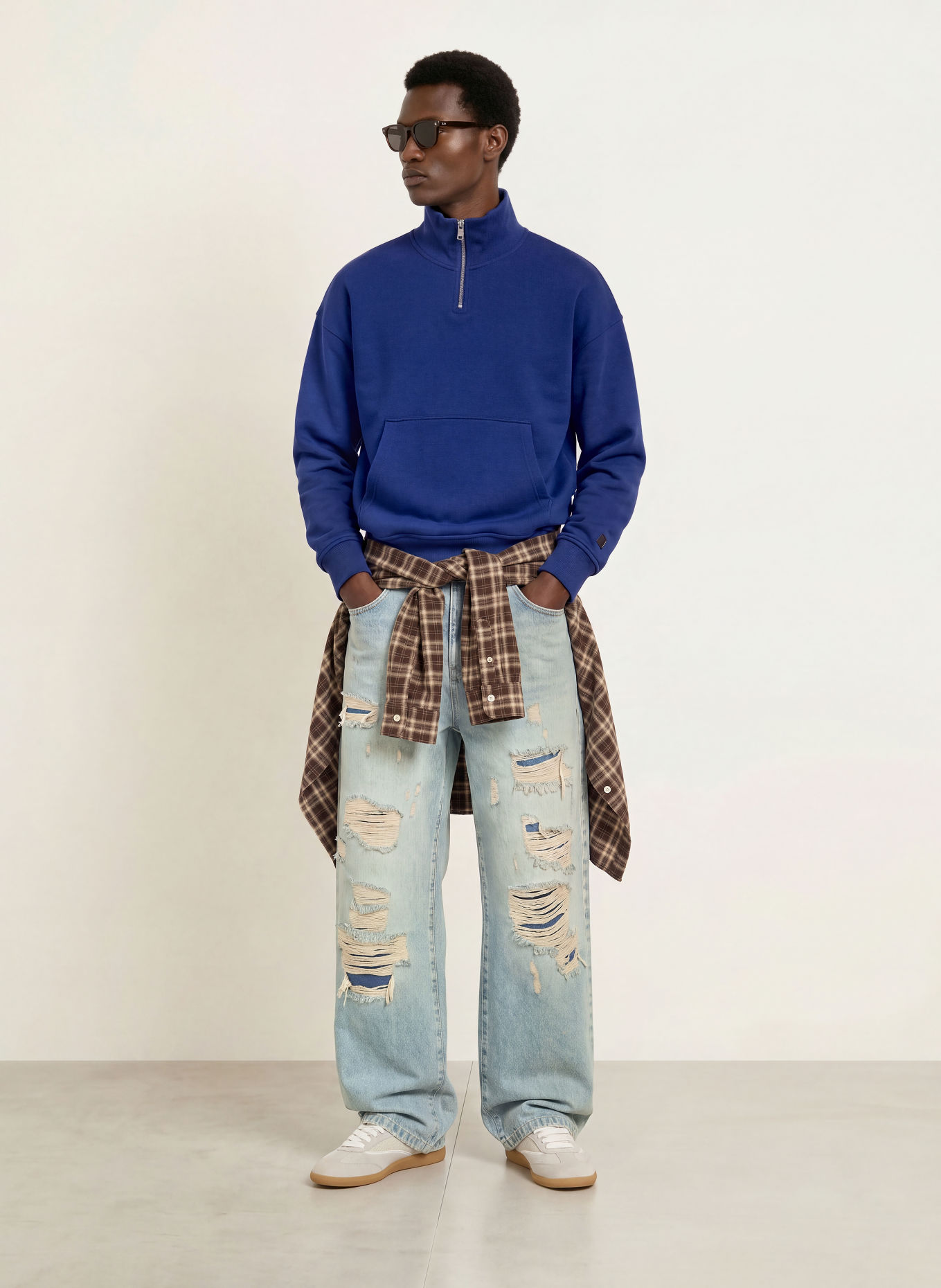 RETERNITY Destroyed jeans met baggy pasvorm: WASHED BLUE