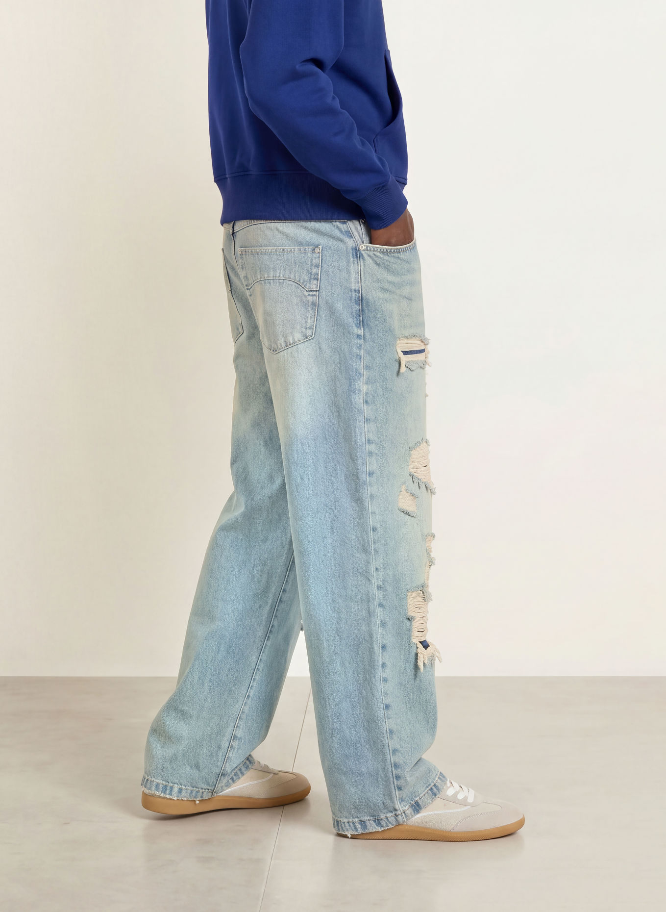 RETERNITY Destroyed jeans met baggy pasvorm: WASHED BLUE