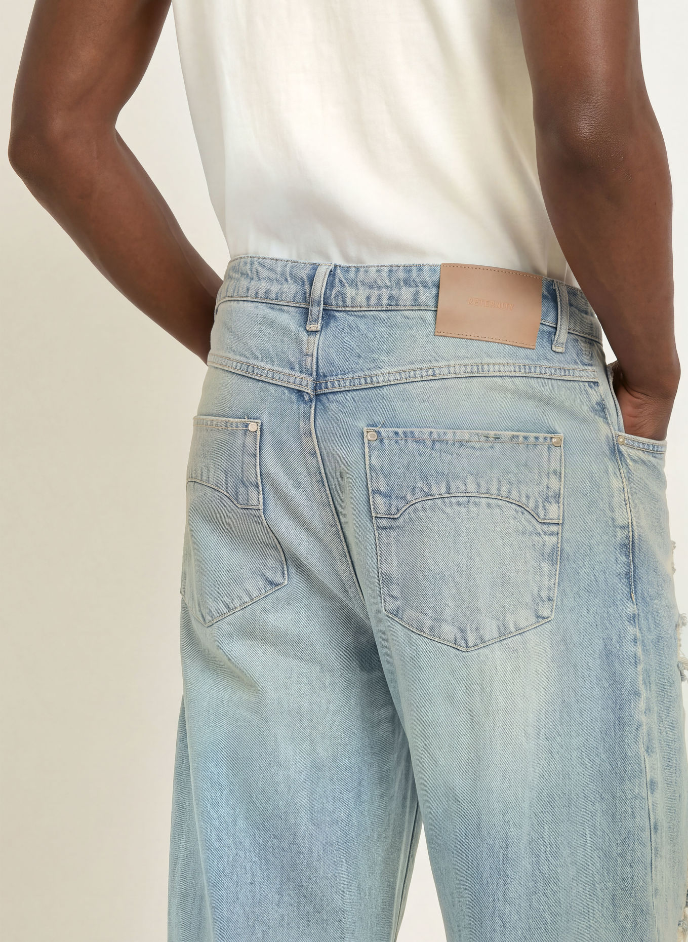 RETERNITY Destroyed jeans met baggy pasvorm: WASHED BLUE