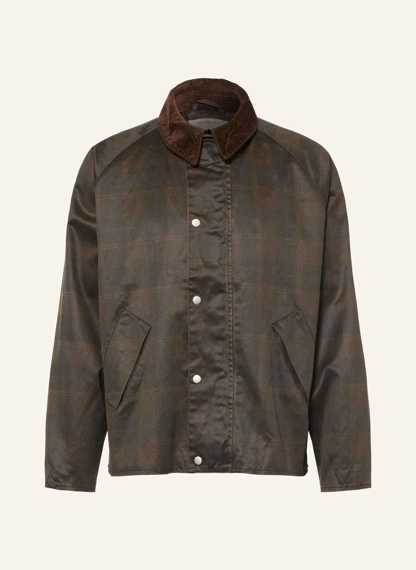 RETERNITY Jacka CHECKERED WAXED: MÖRKBRUN / BEIGE / BLÅ
