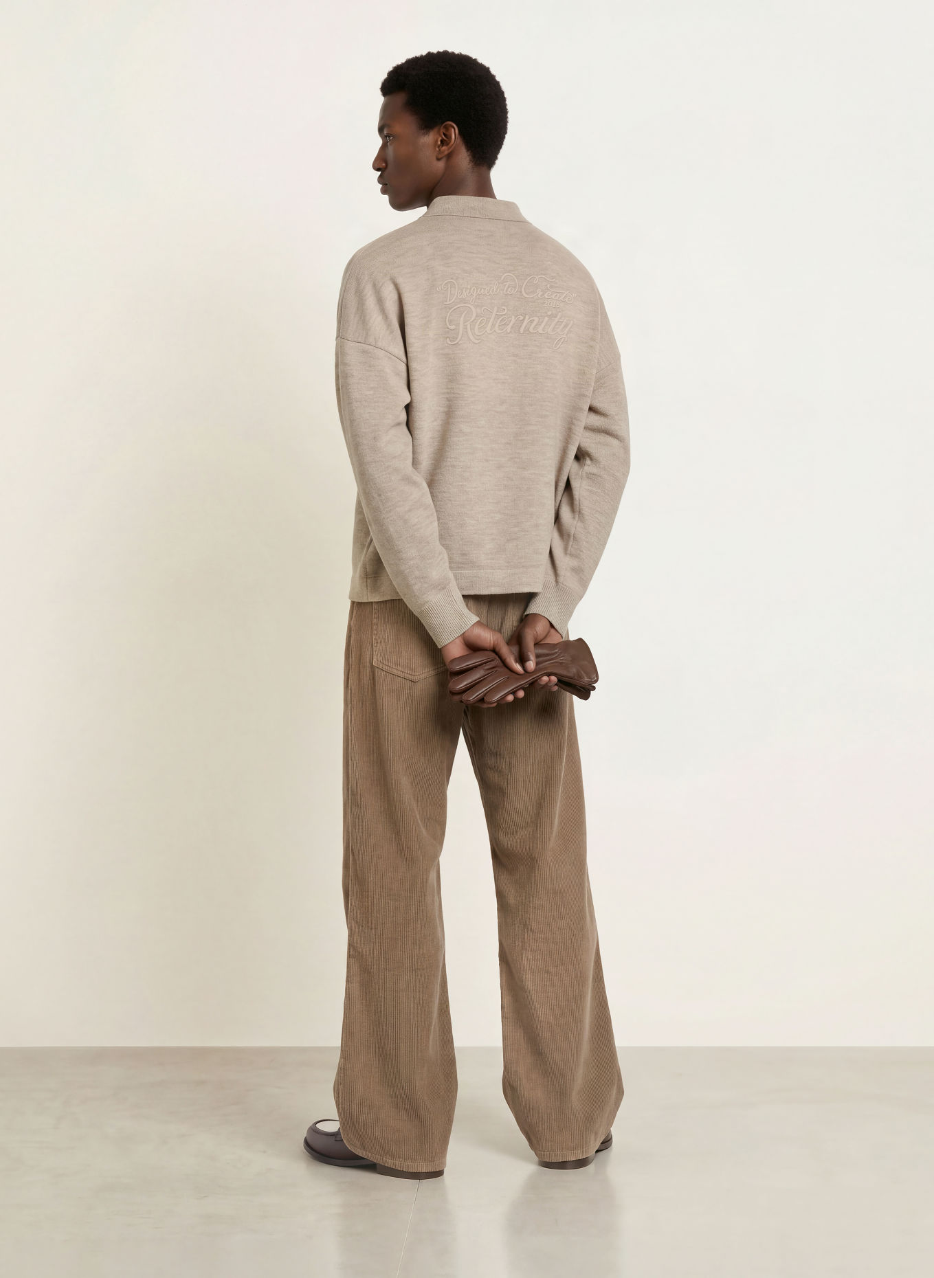 RETERNITY Gebreid poloshirt DESIGNED TO CREATE: BEIGE