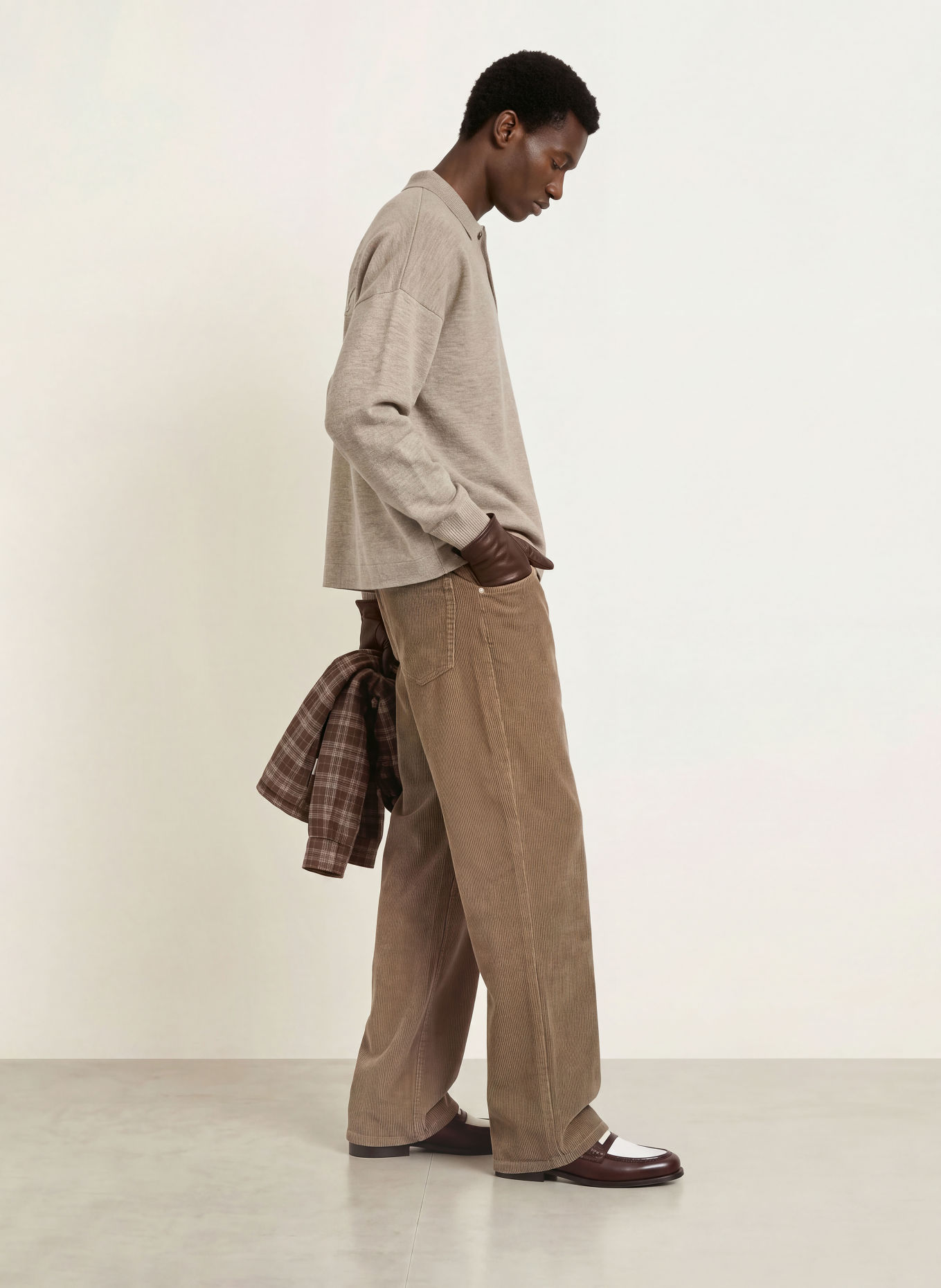RETERNITY Gebreid poloshirt DESIGNED TO CREATE: BEIGE