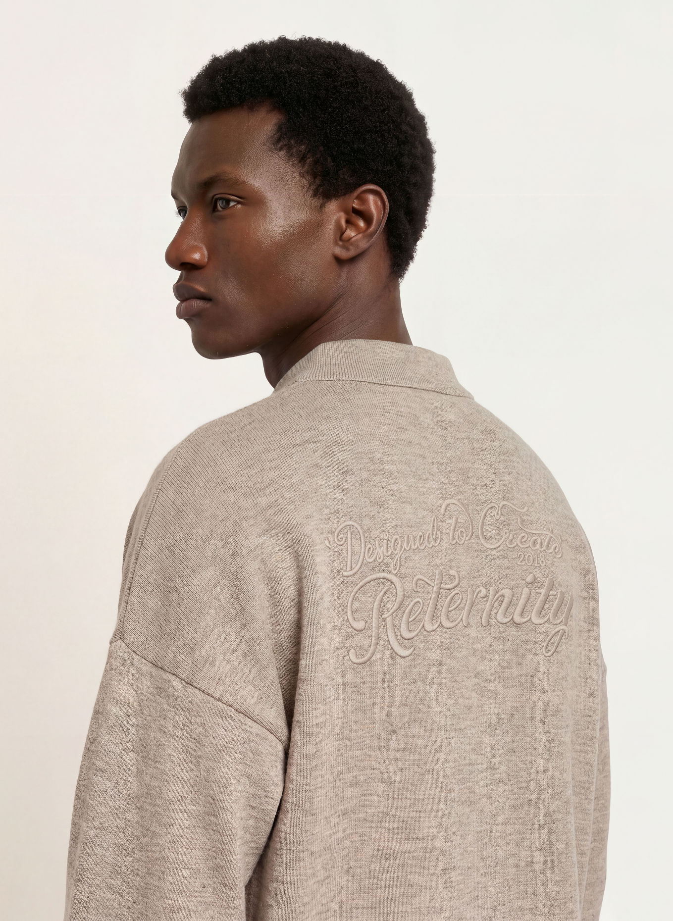 RETERNITY Gebreid poloshirt DESIGNED TO CREATE: BEIGE